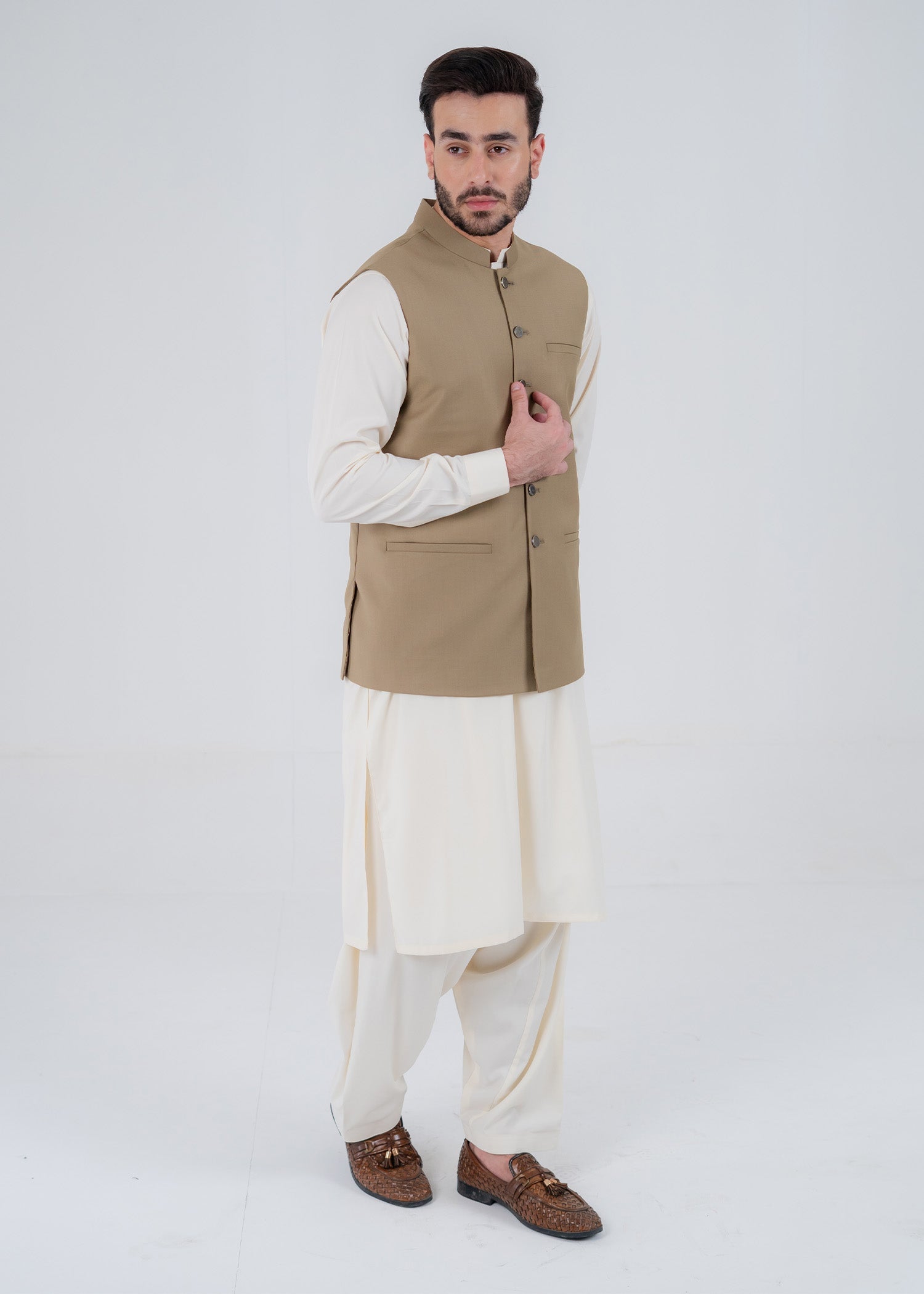suiting Waistcoat in Beige by Buraq
