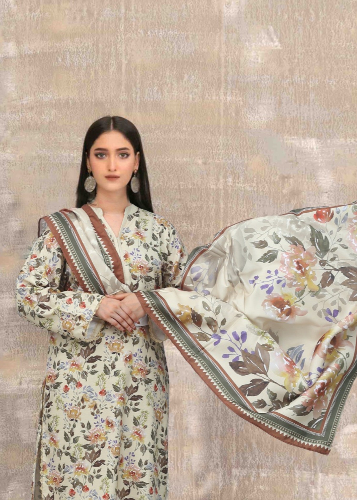 khaddar Kurta Set in Pastel green, lemonade