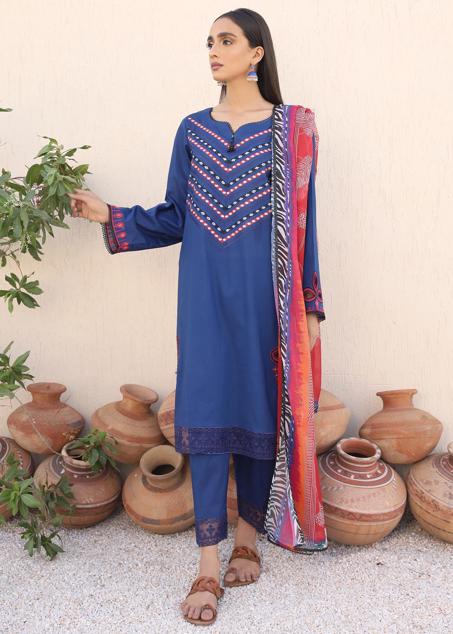 lawn Unstitched in Royal blue