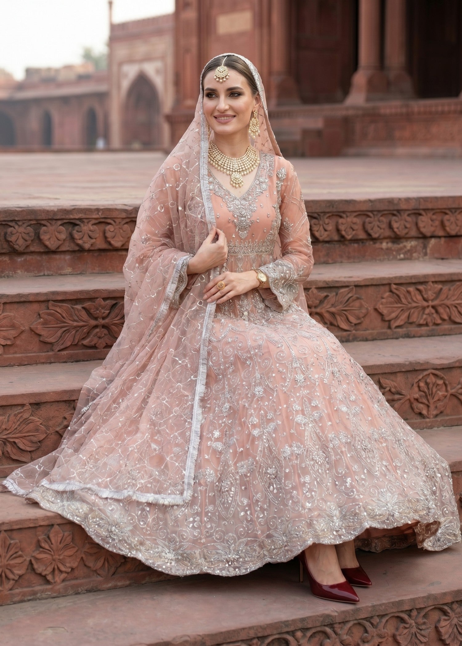 net Maxi in Indian pink