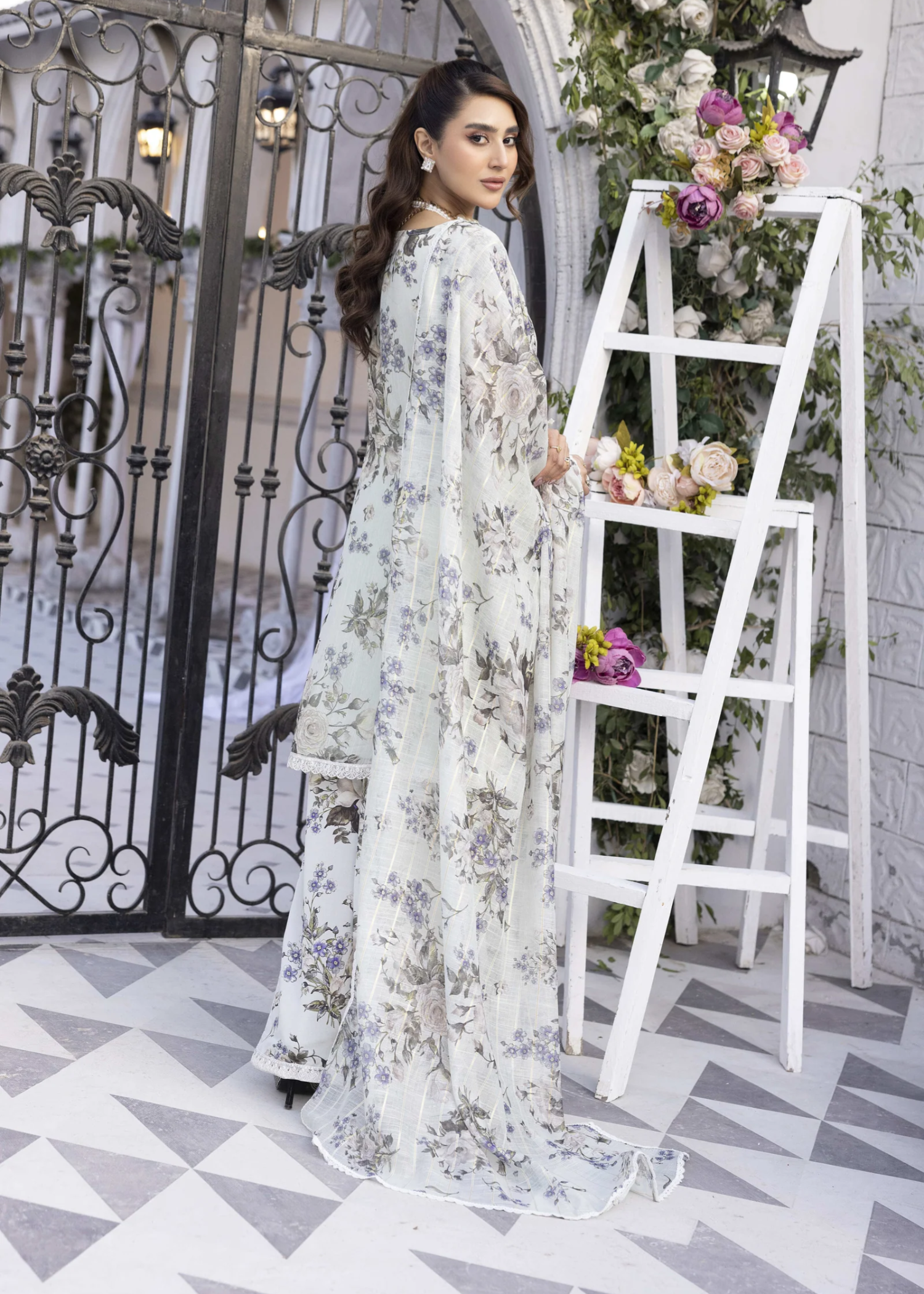 crepe Sharara in White