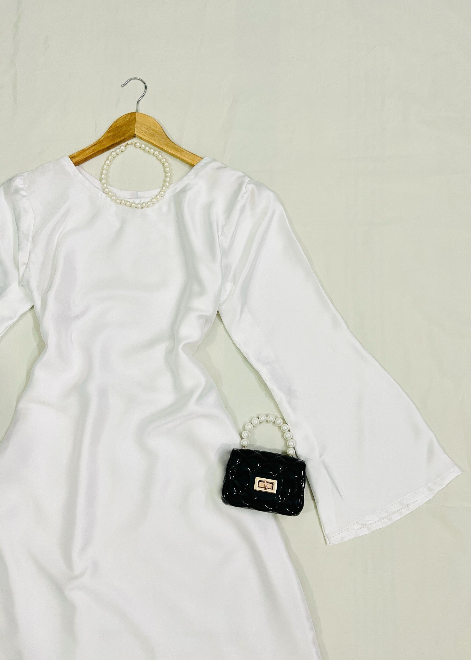 silk Dress in White