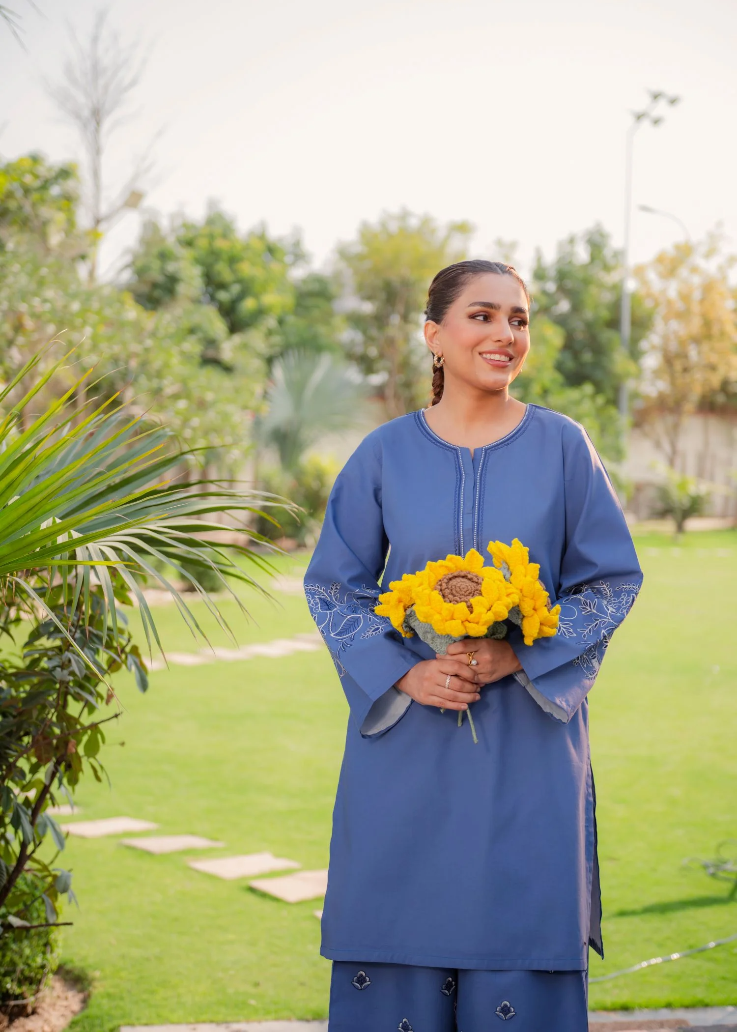 pure cotton Kurta Set in Royal blue