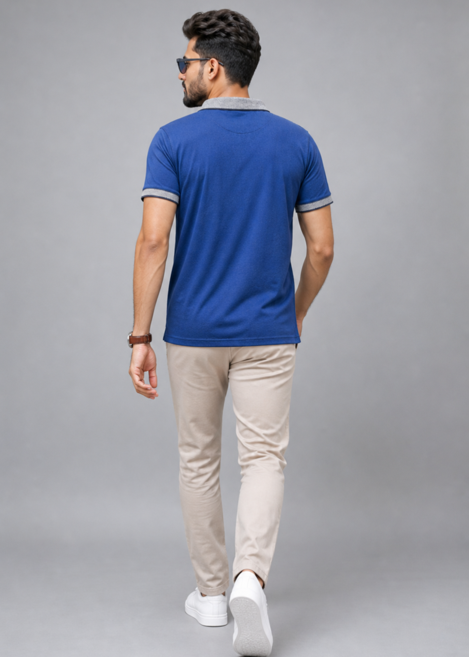 cotton pique Polo Shirt in Blue by Glomoria