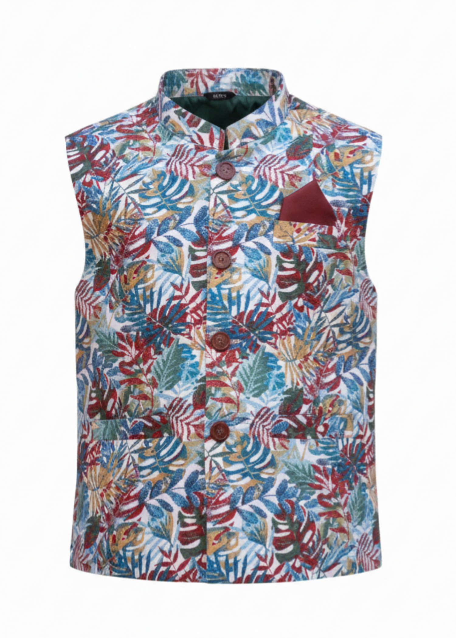 silk finish lawn Waistcoat in Multi