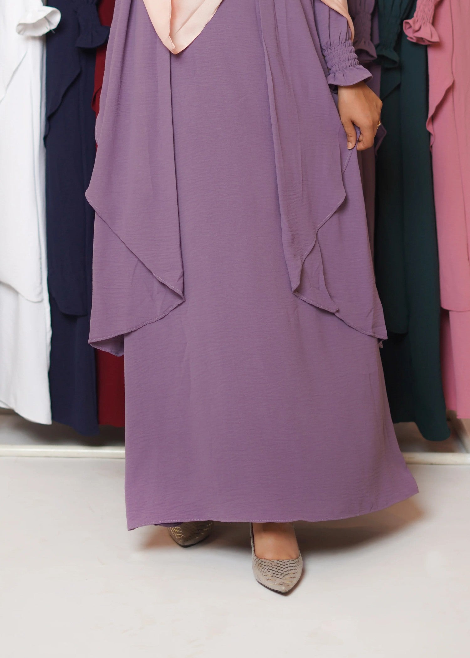 polyester Abaya in Lilac