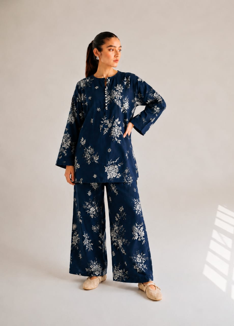 lawn Co Ord Sets in Navy blue