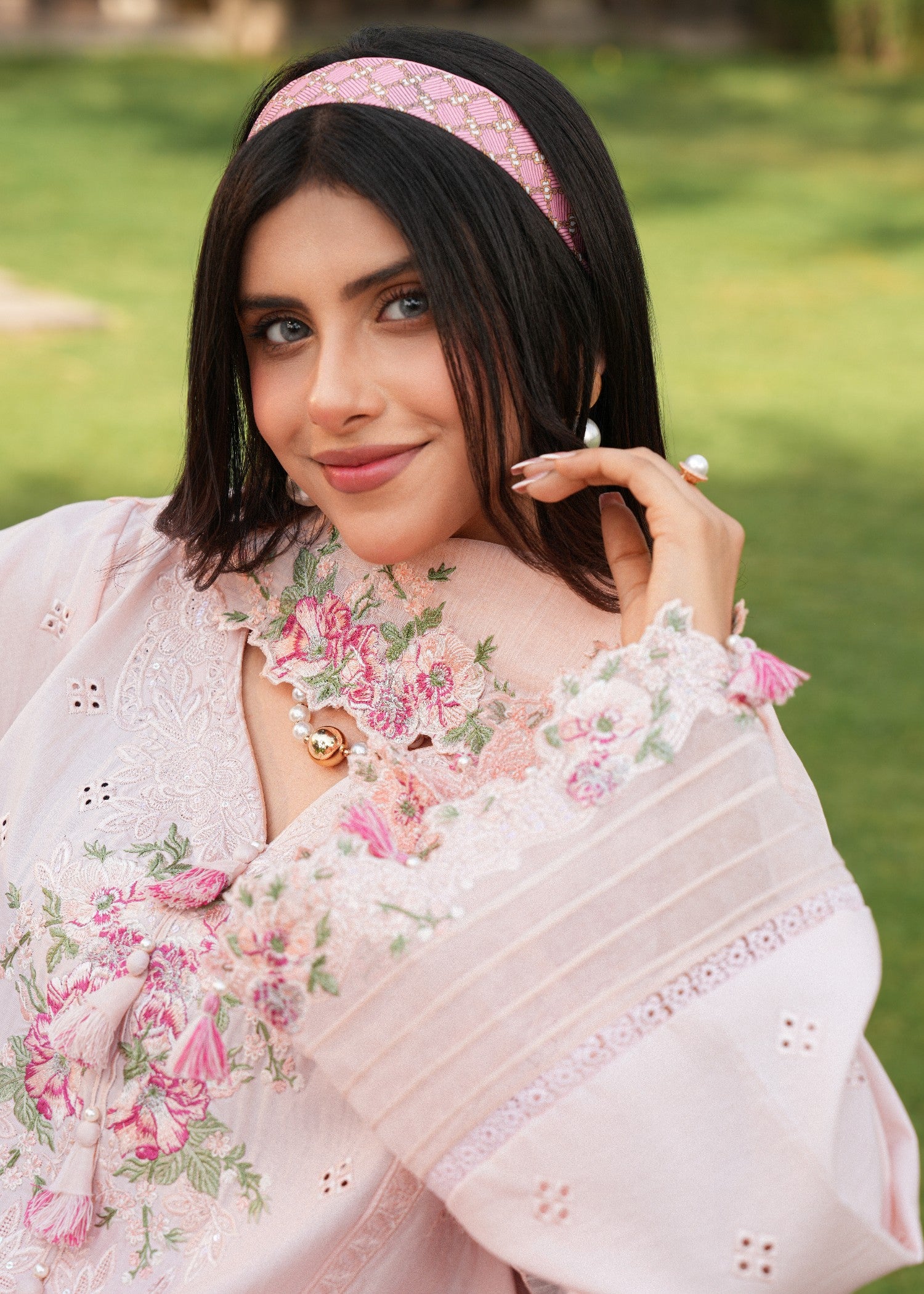 cotton Kurta Set in Pink lace