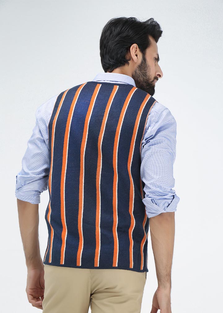 cotton Waistcoat in Orange, black