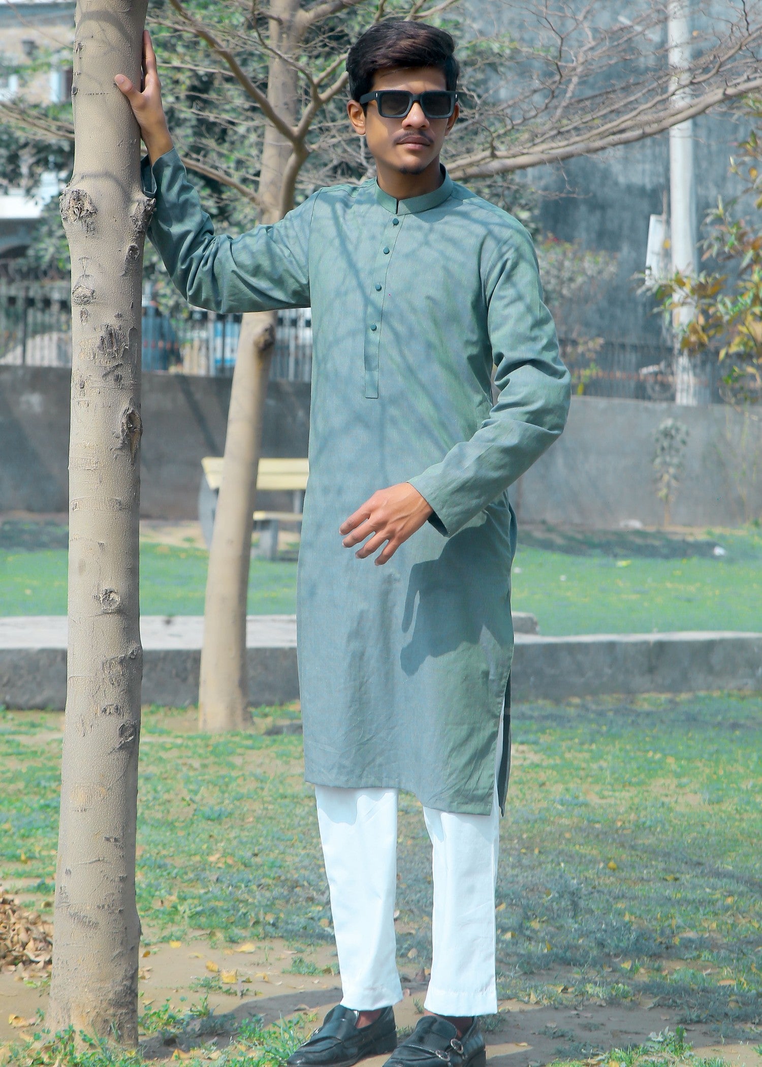 cotton jacquard Kurta in Pastel green