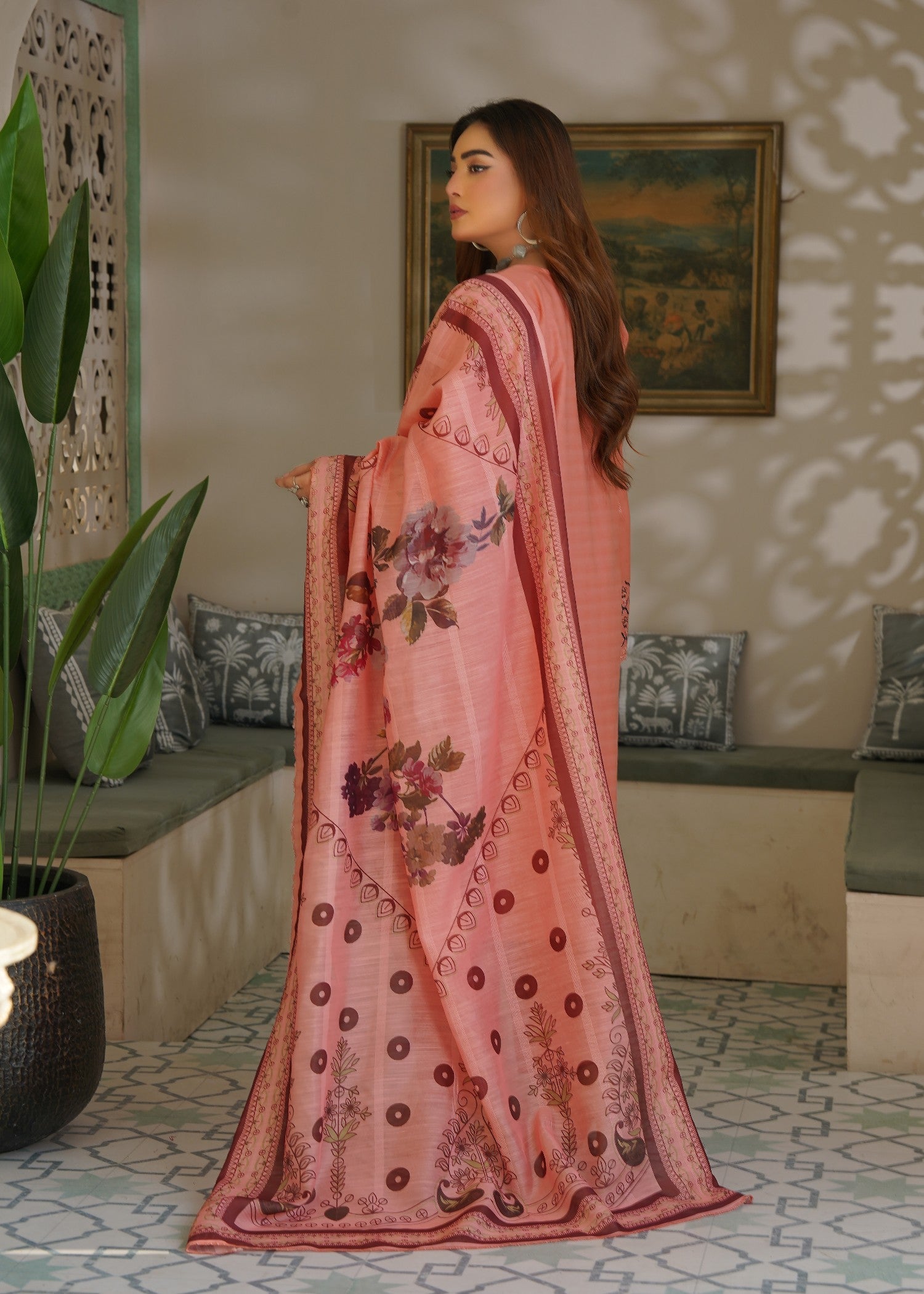 cotton Kurta Set in Peach pink