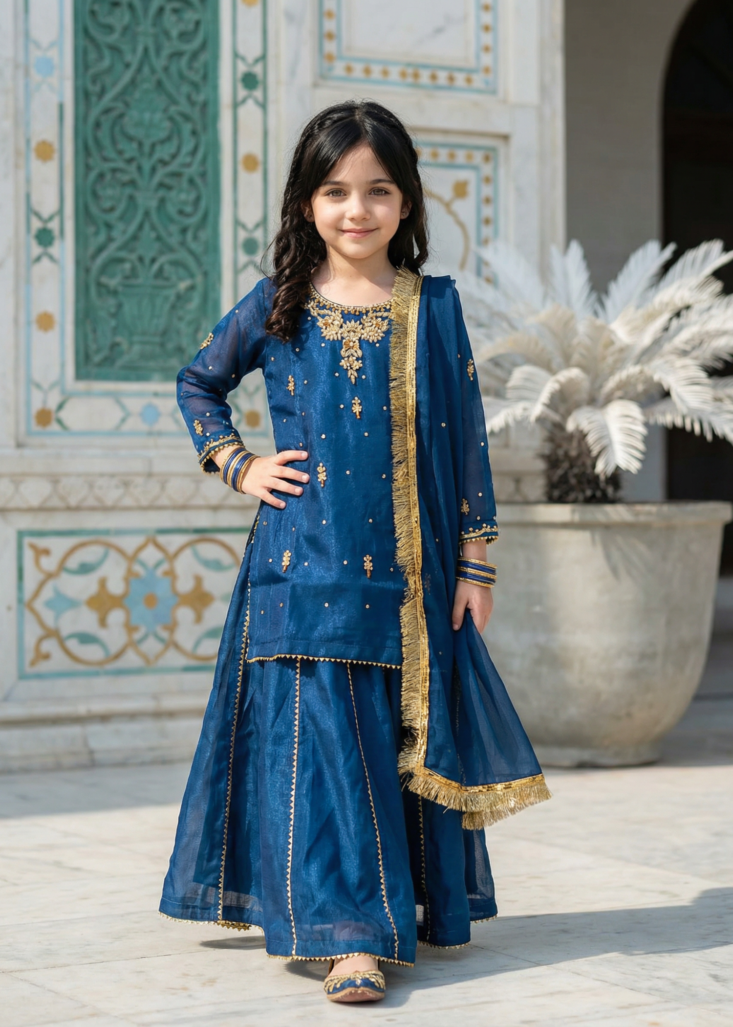 chiffon Sharara in Royal blue