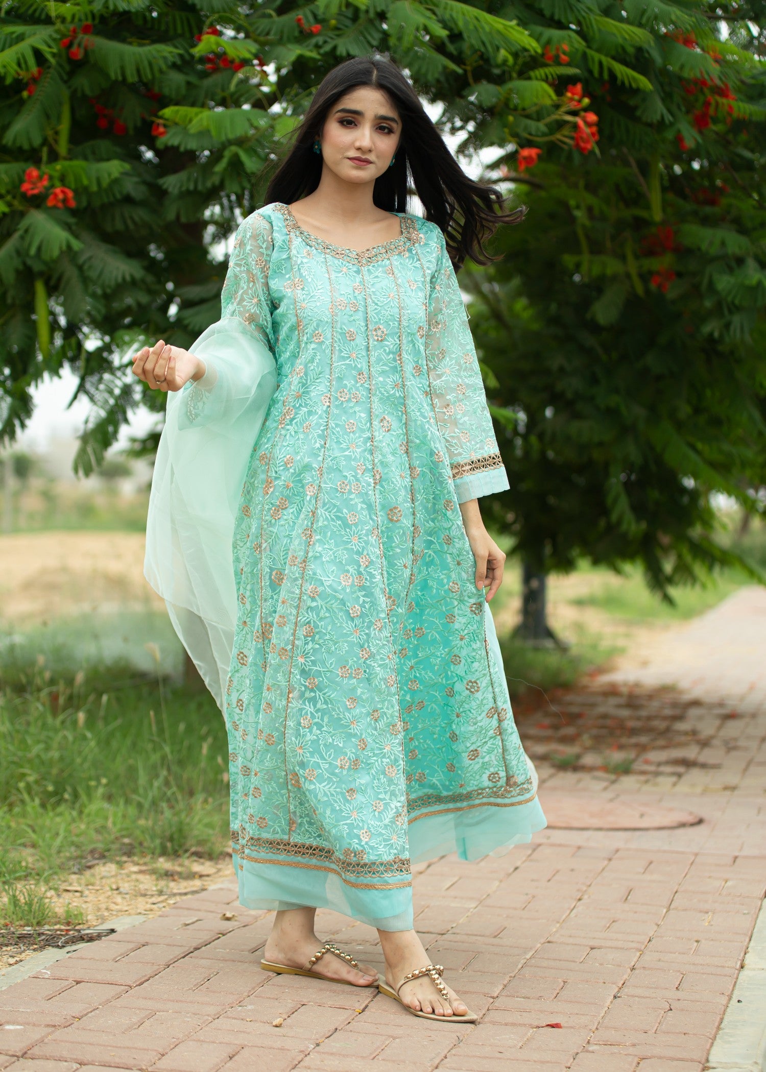 organza Maxi in Aquamarine