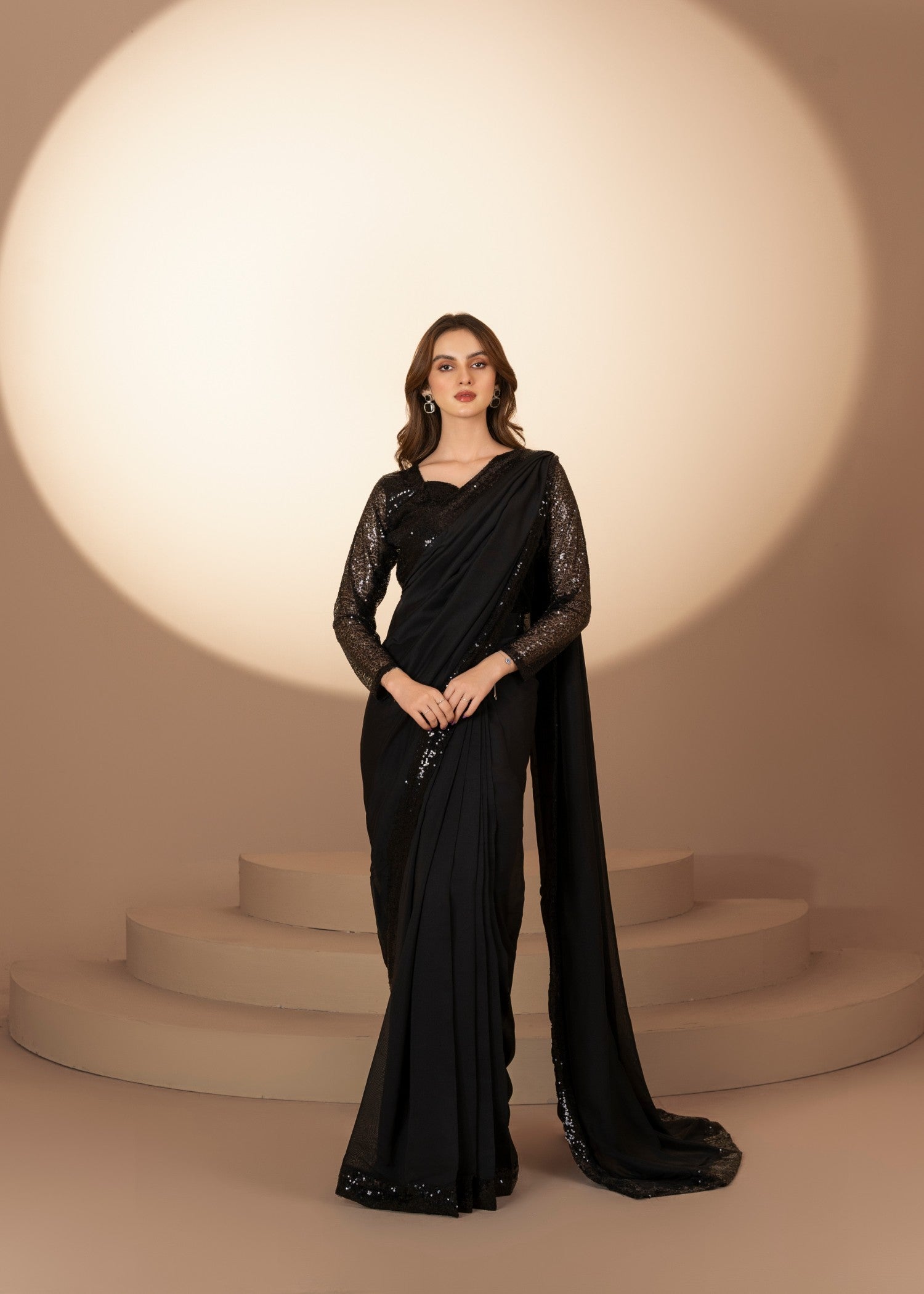 net Saree in Black