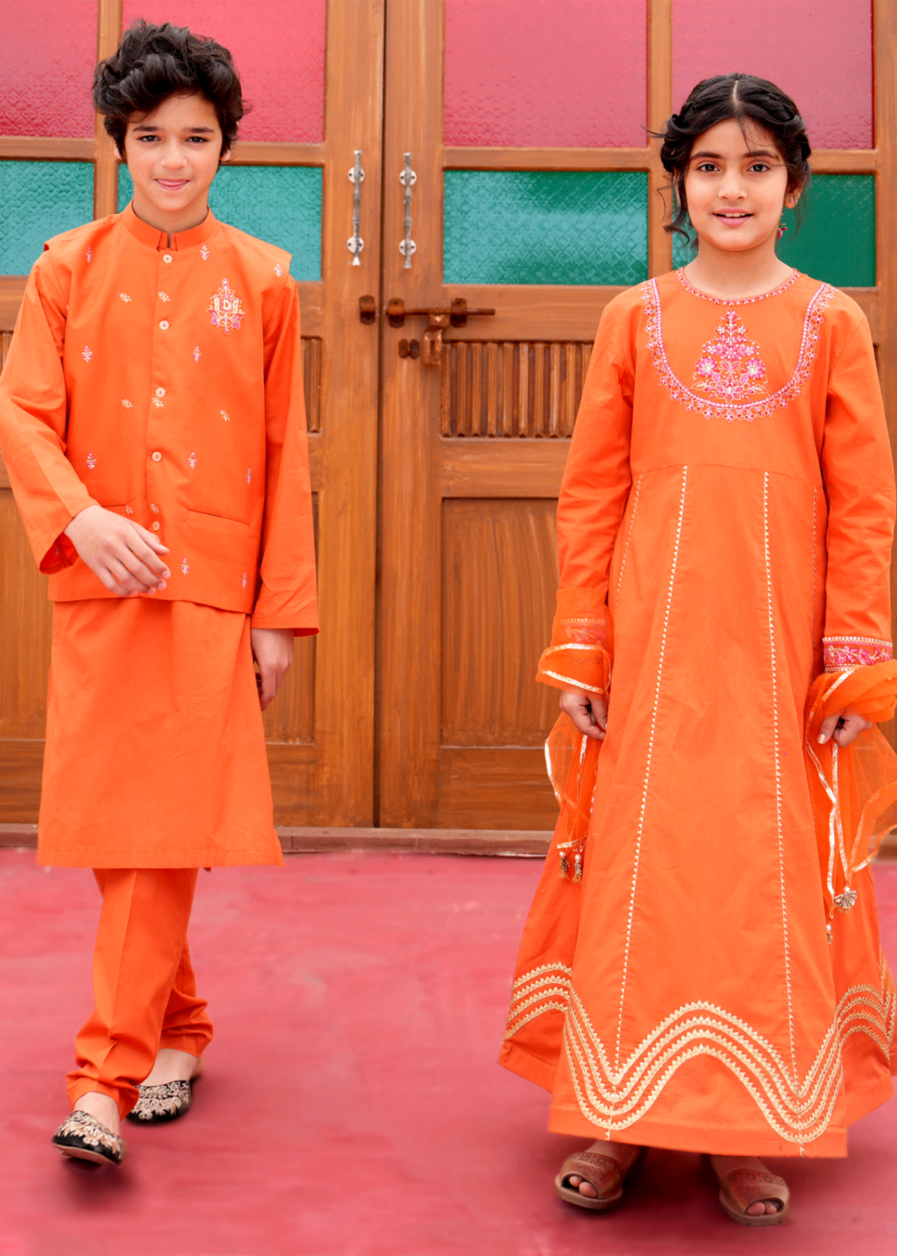 cotton Anarkali in Orange