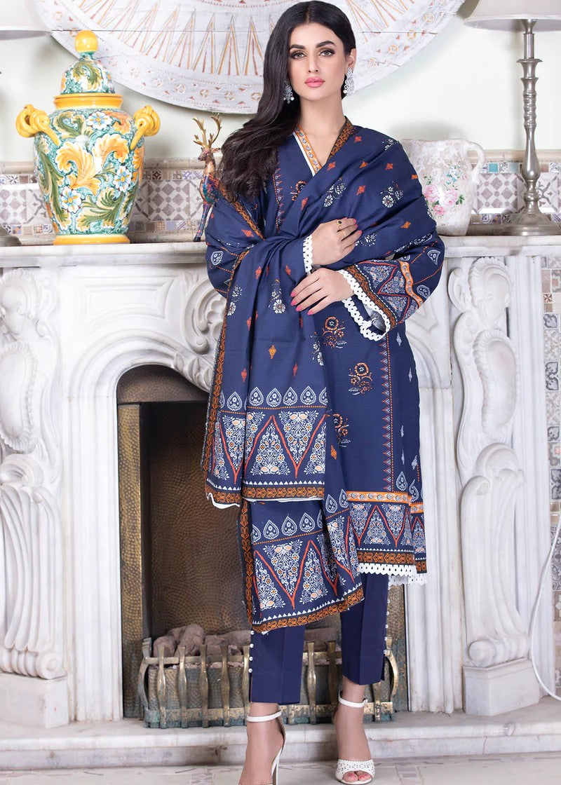 khaddar Kurta Set in Dark blue
