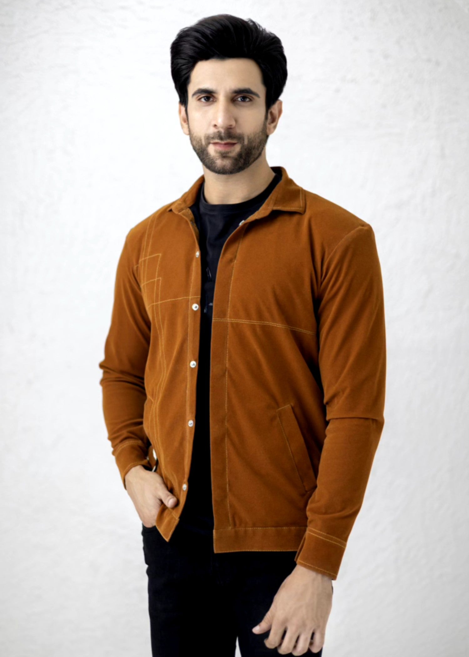 suede leather Jacket in Brown