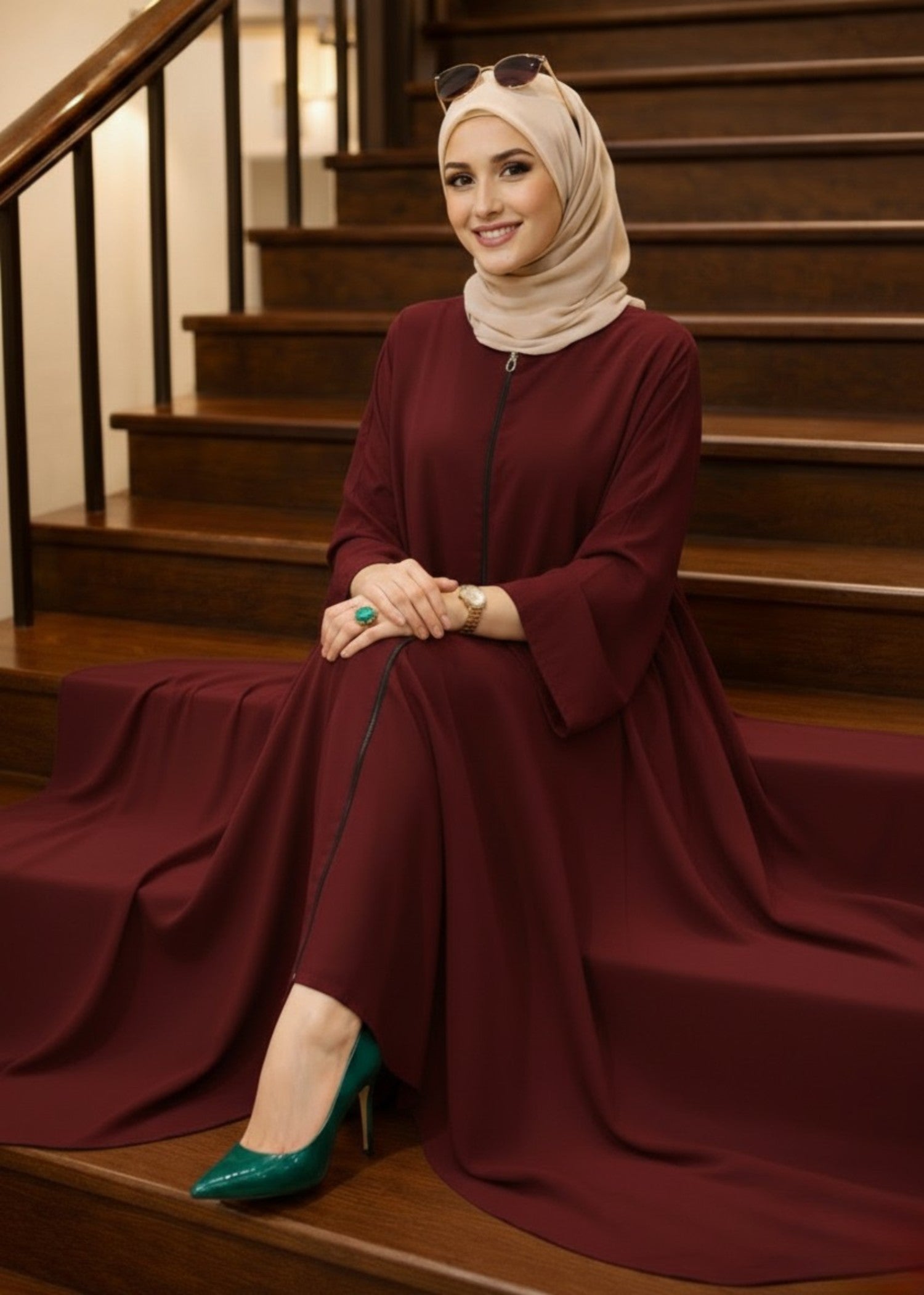 georgette Abaya in Maroon