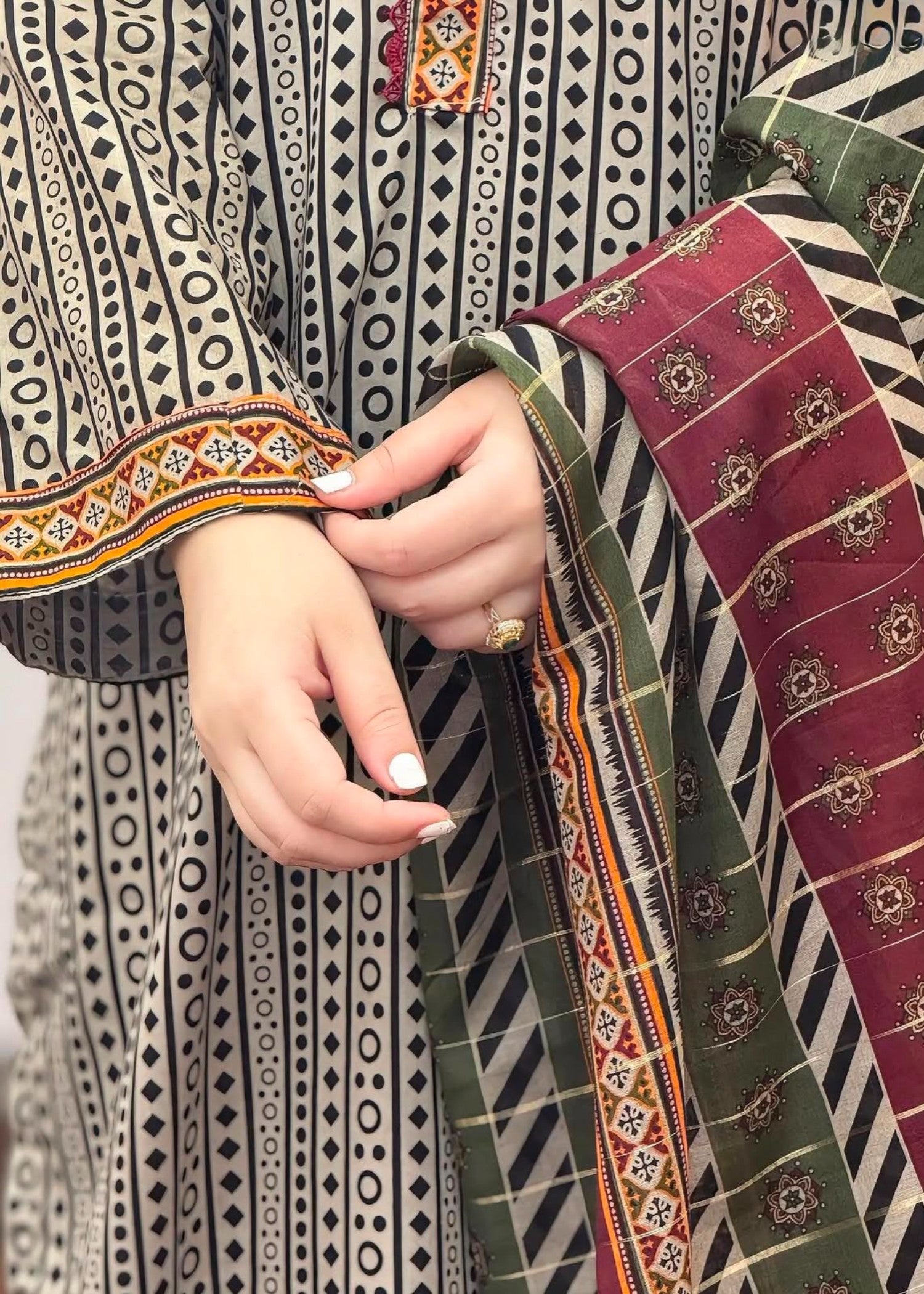 poly grip Kurta Set in Stone grey