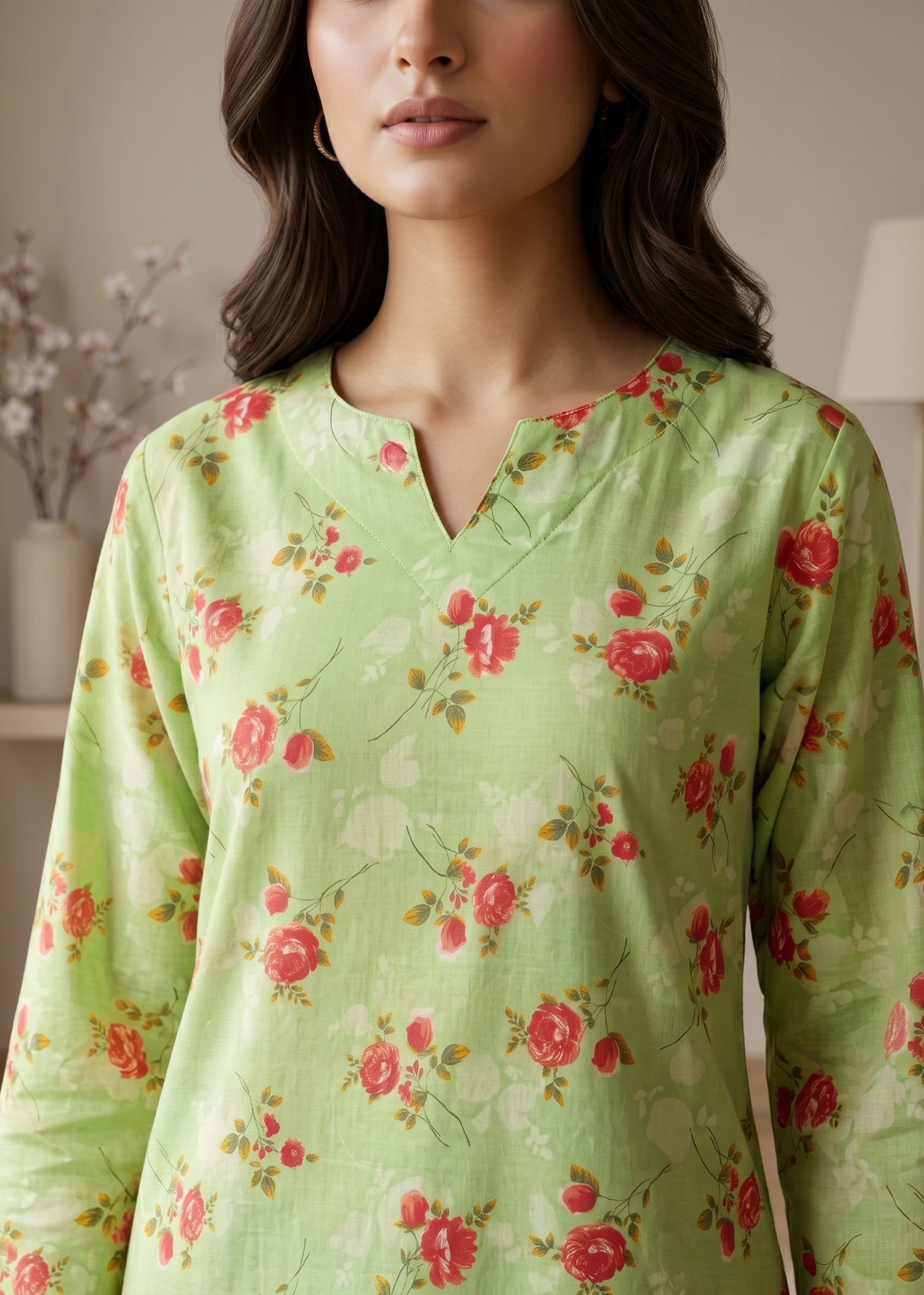 lawn cotton Kurti in Mint green