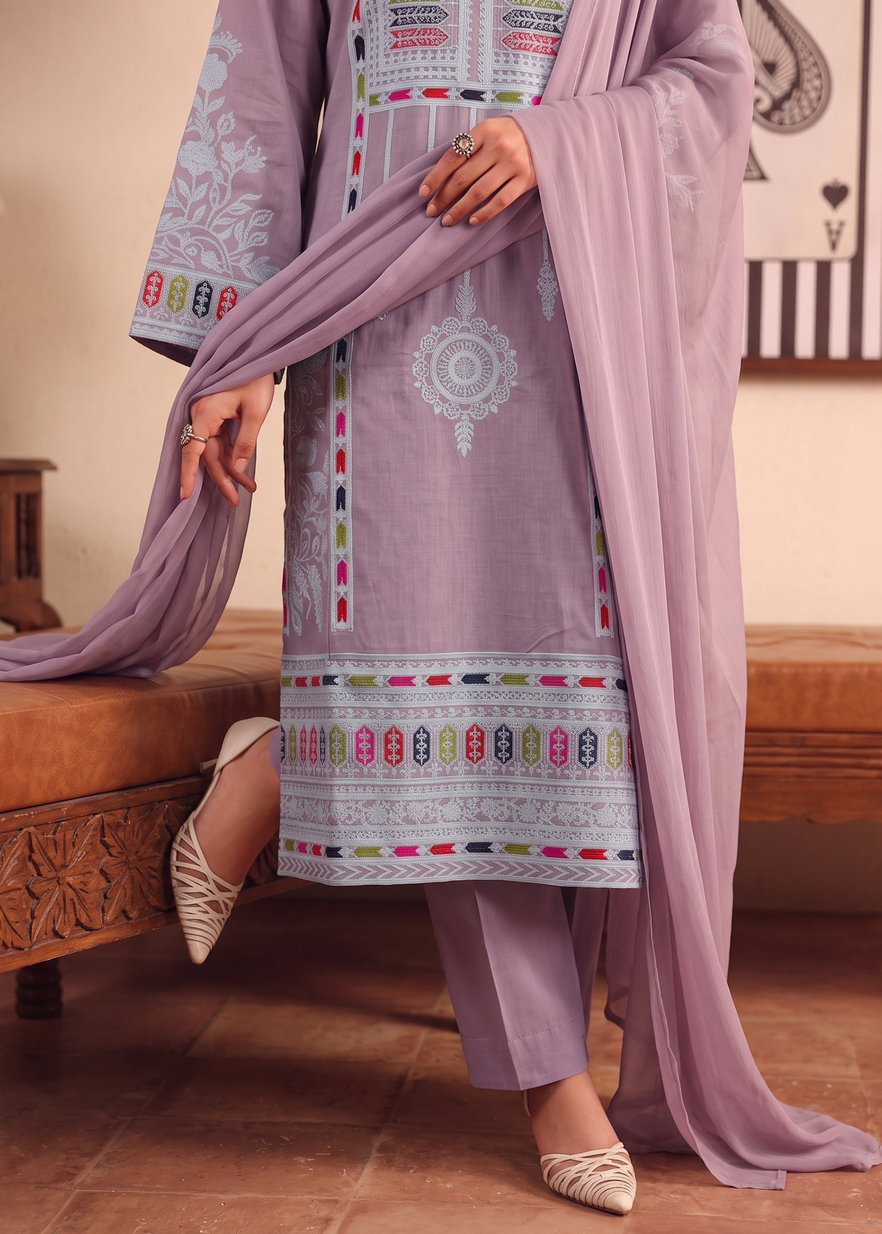 linen Kurta Set in Purple taupe