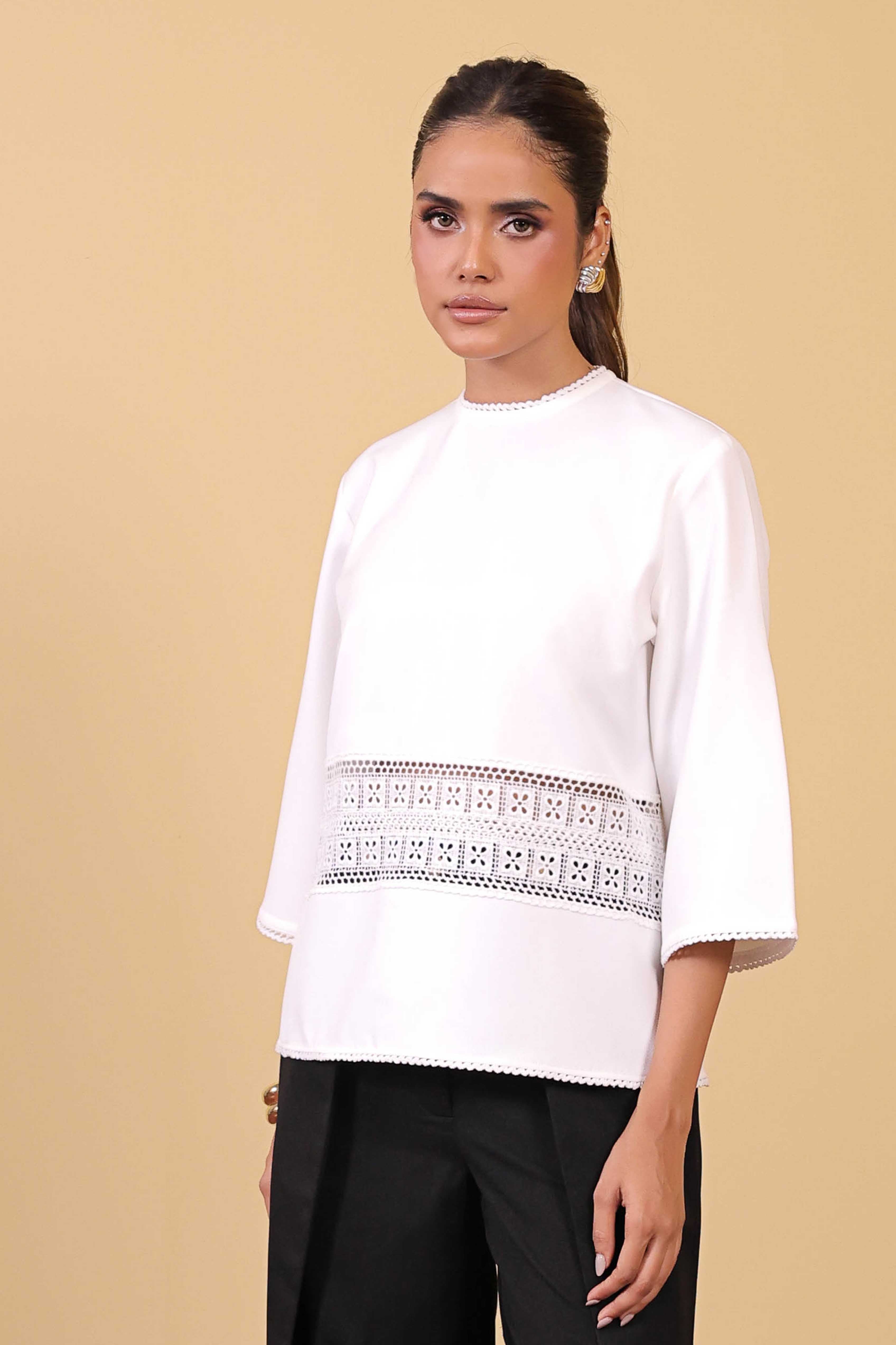 satin polyester Top in White