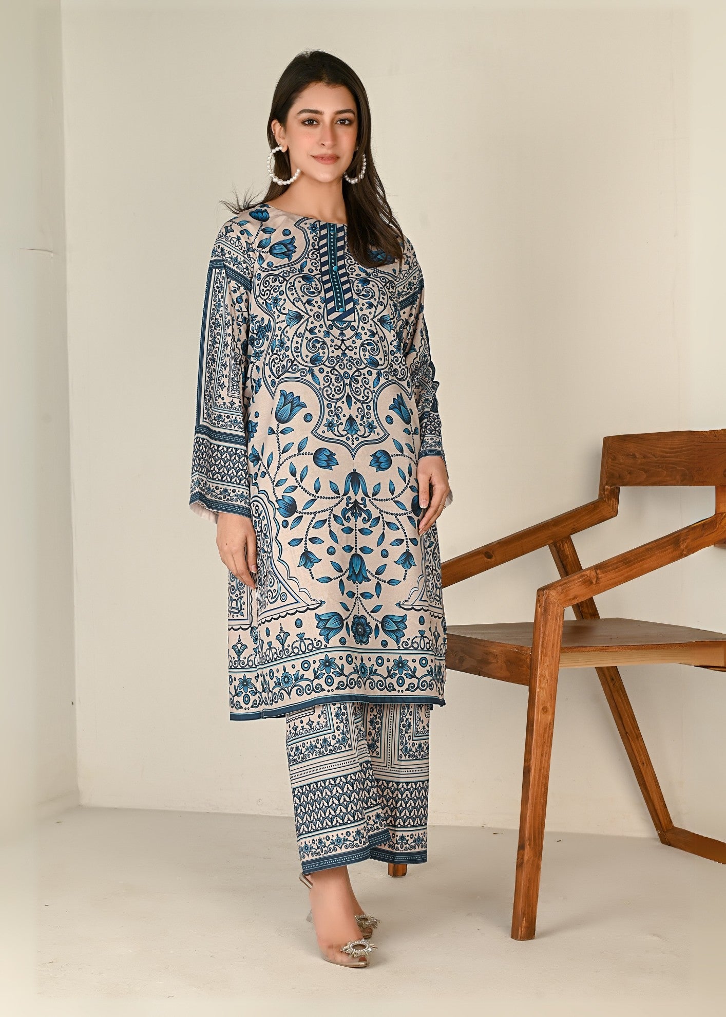 cotton silk Co Ord Sets in Cream
