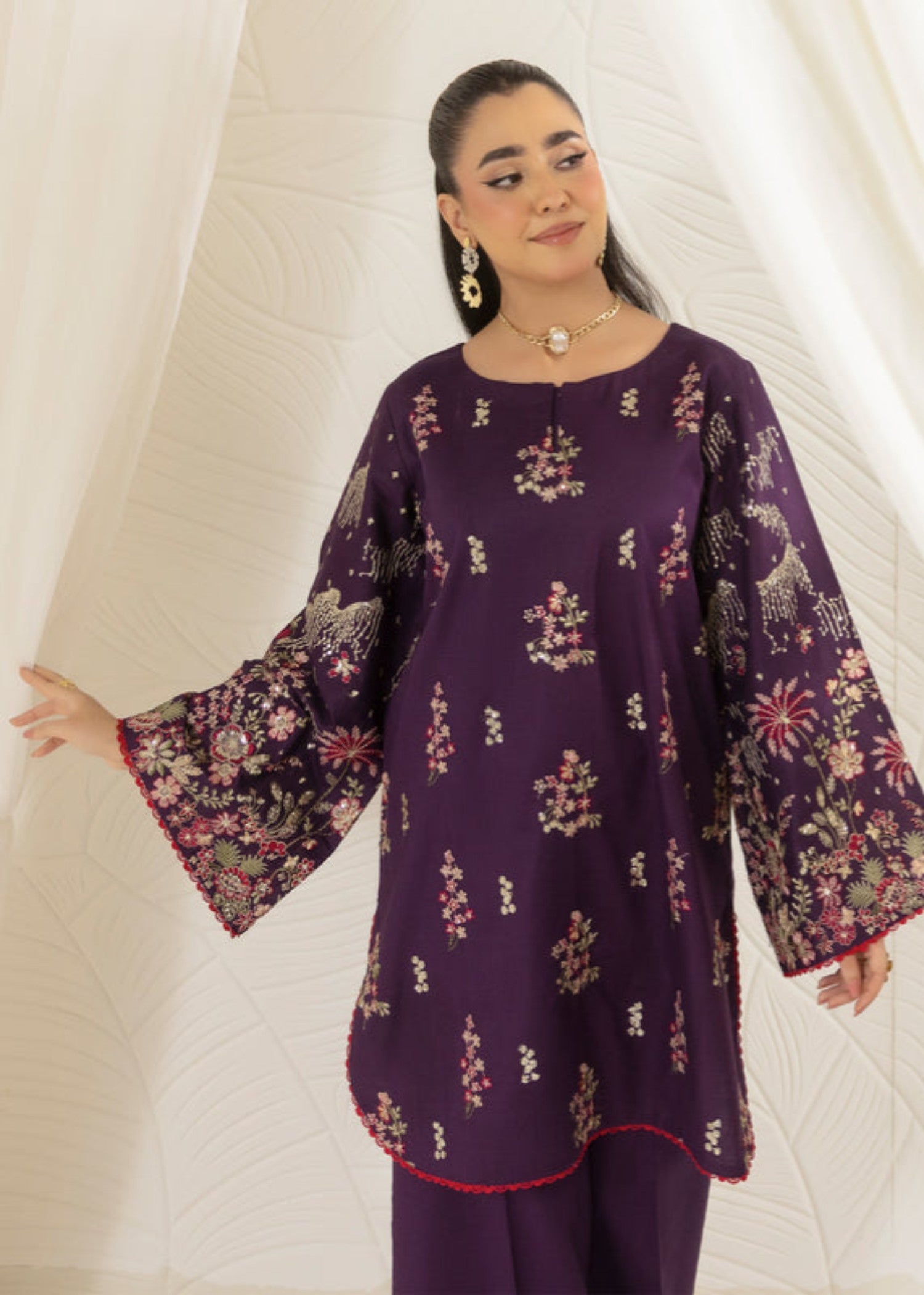 cotton dobby Kurta Set in Purple