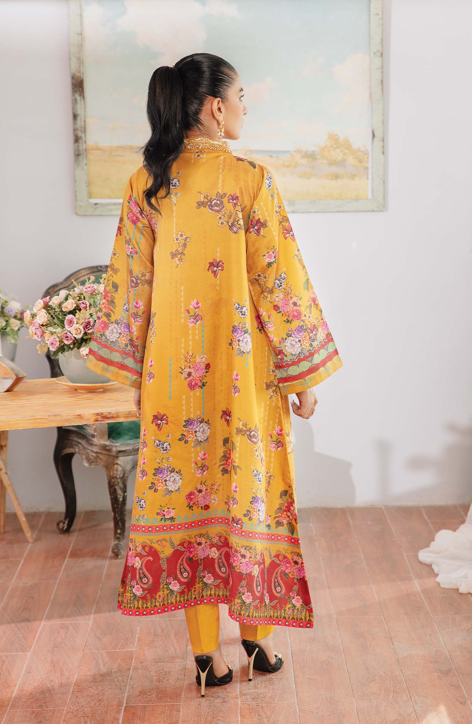 silk Kurta Set in School bus yellow