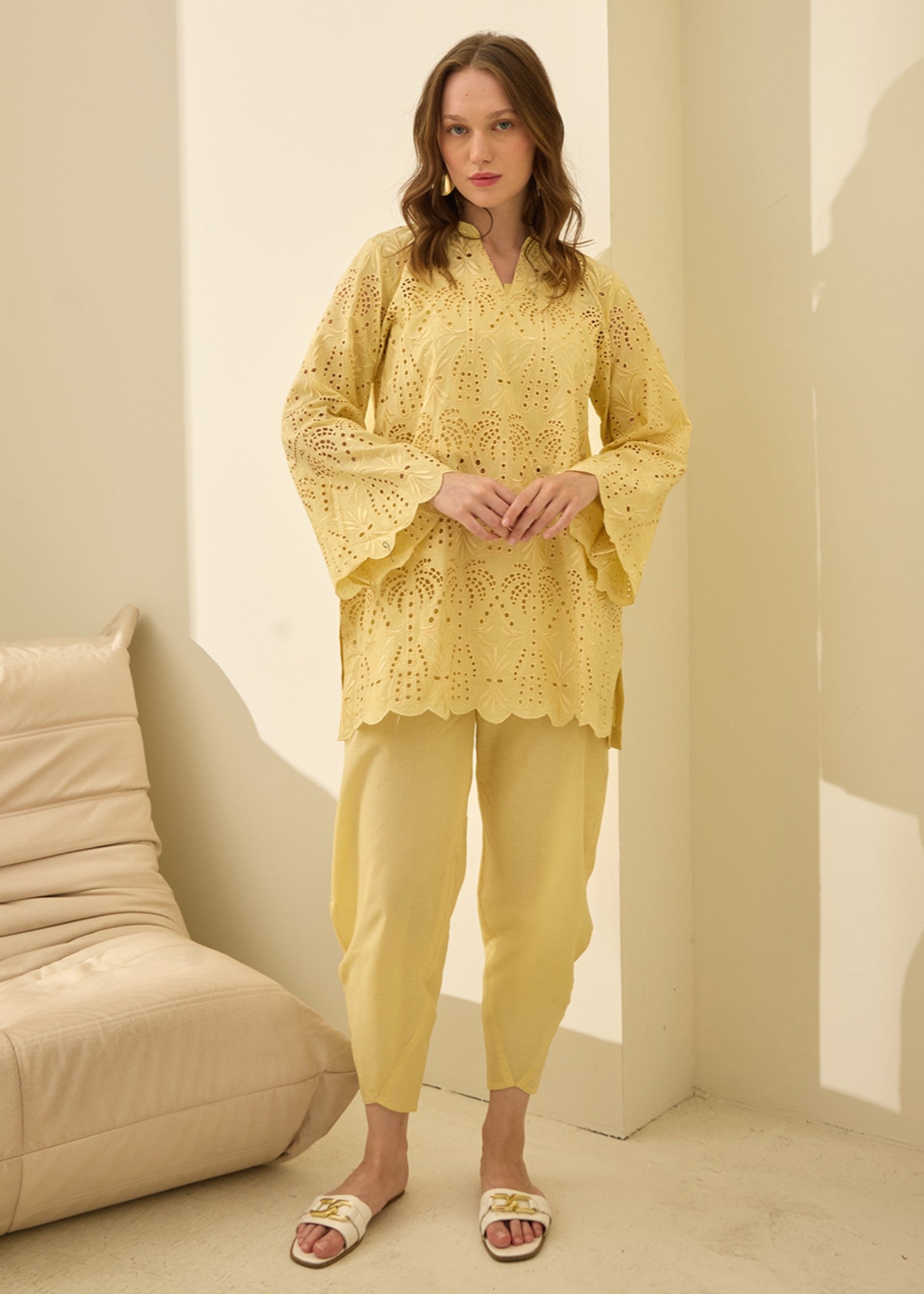 cambric cotton Co Ord Sets in Yellow