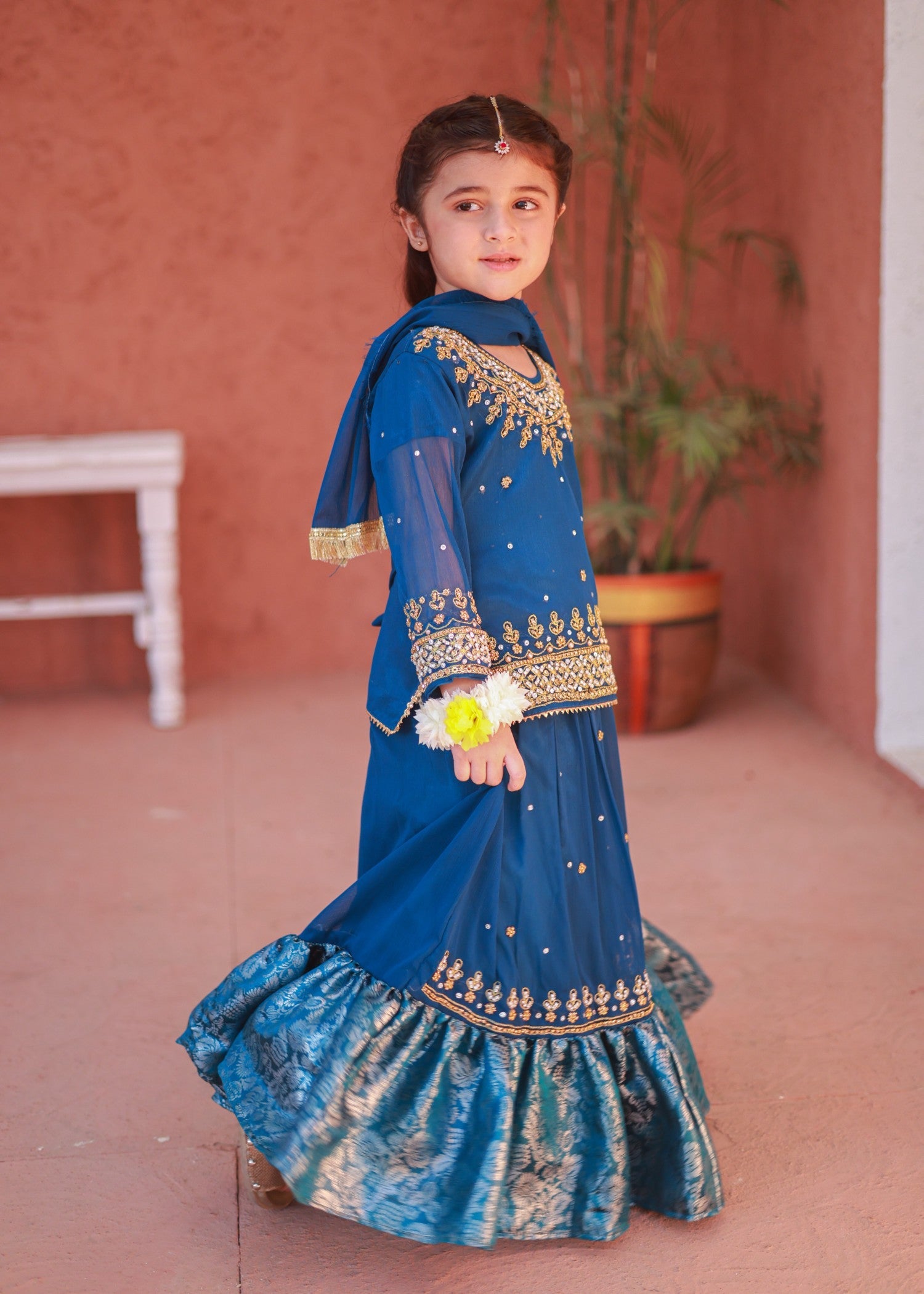 chiffon Lehenga in Blue