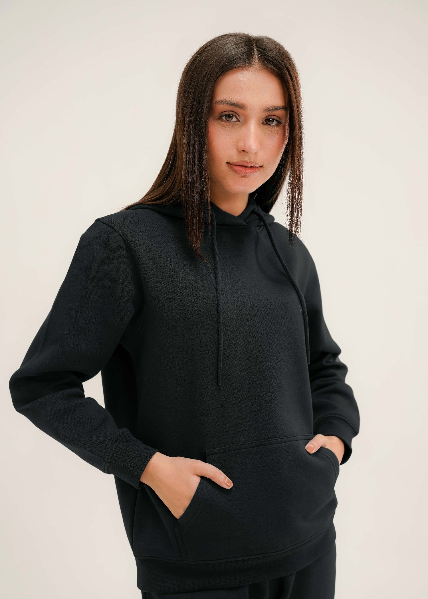fleece Hoodie in Black