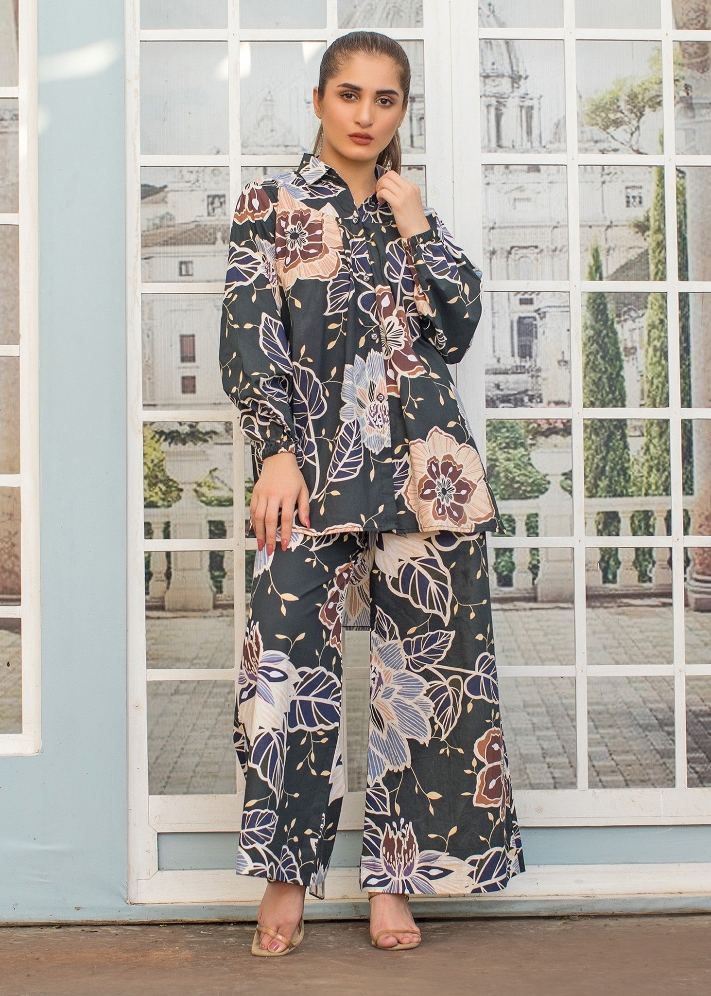 cotton Co ord Sets in Charcoal