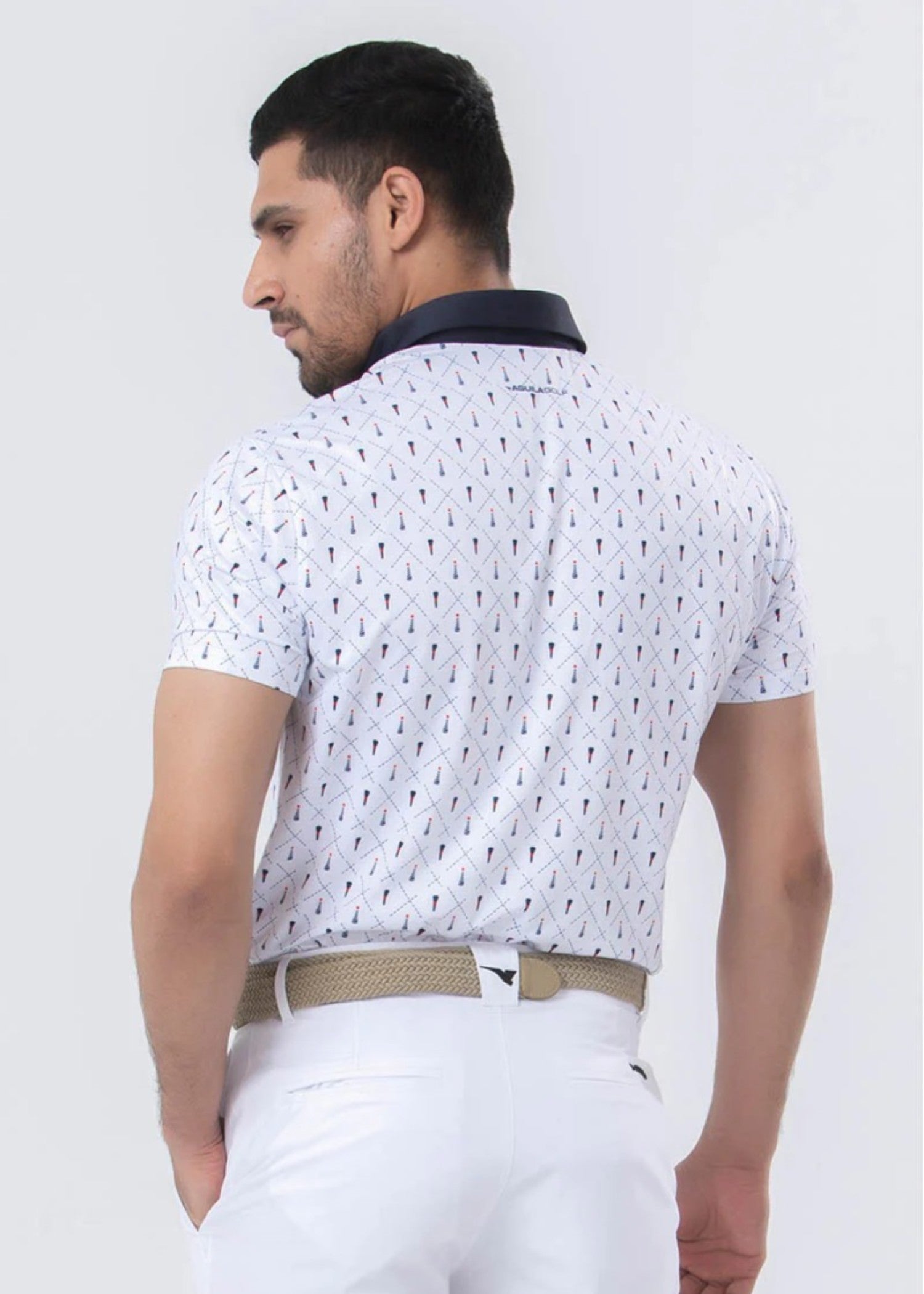 spandex Polo Shirt in White