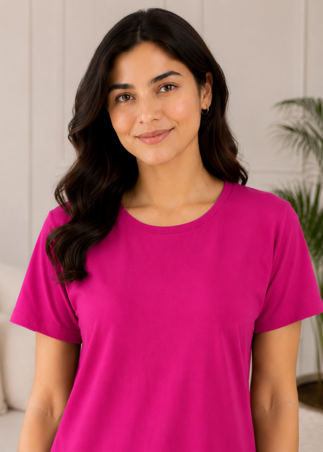 single jersey knit T Shirt in Hot pink