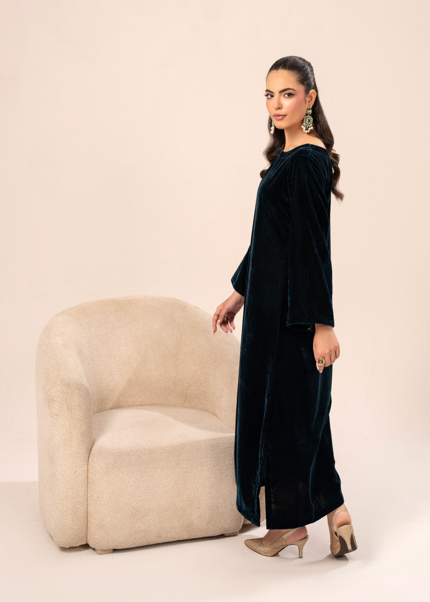 velvet Kaftan in Teal