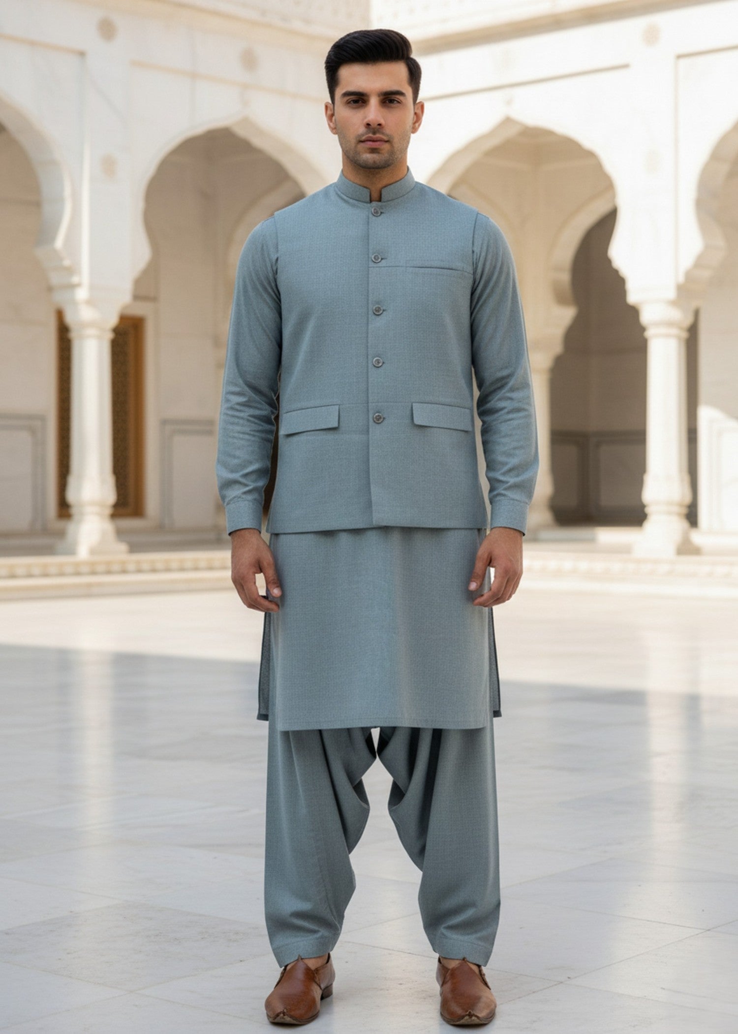 wash & wear Waistcoat in Pastel green