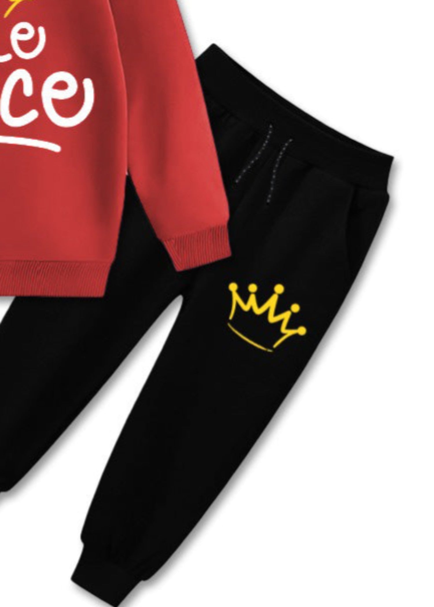 fleece Tracksuit in Black, red