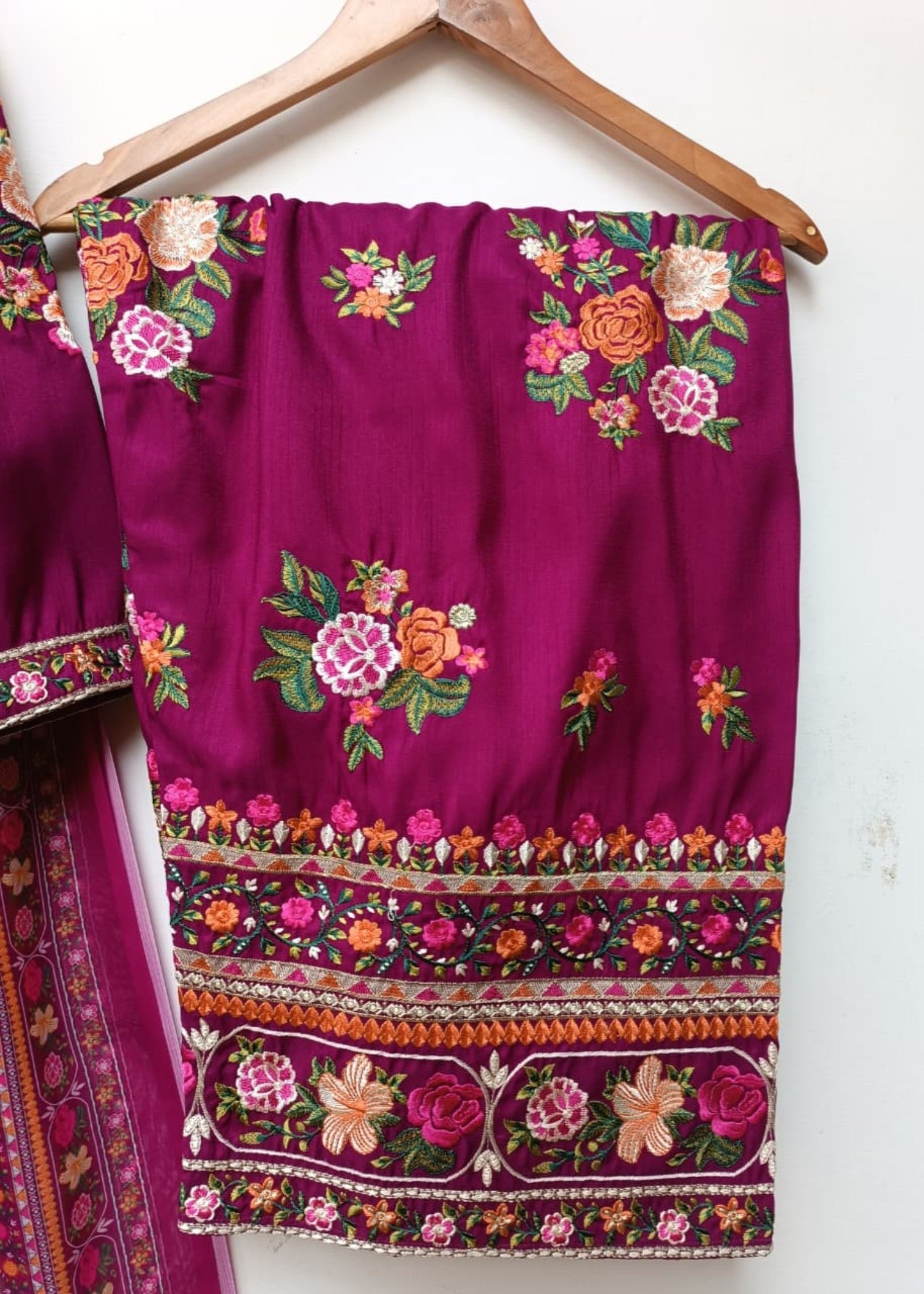 raw silk Kurta Set in Claret