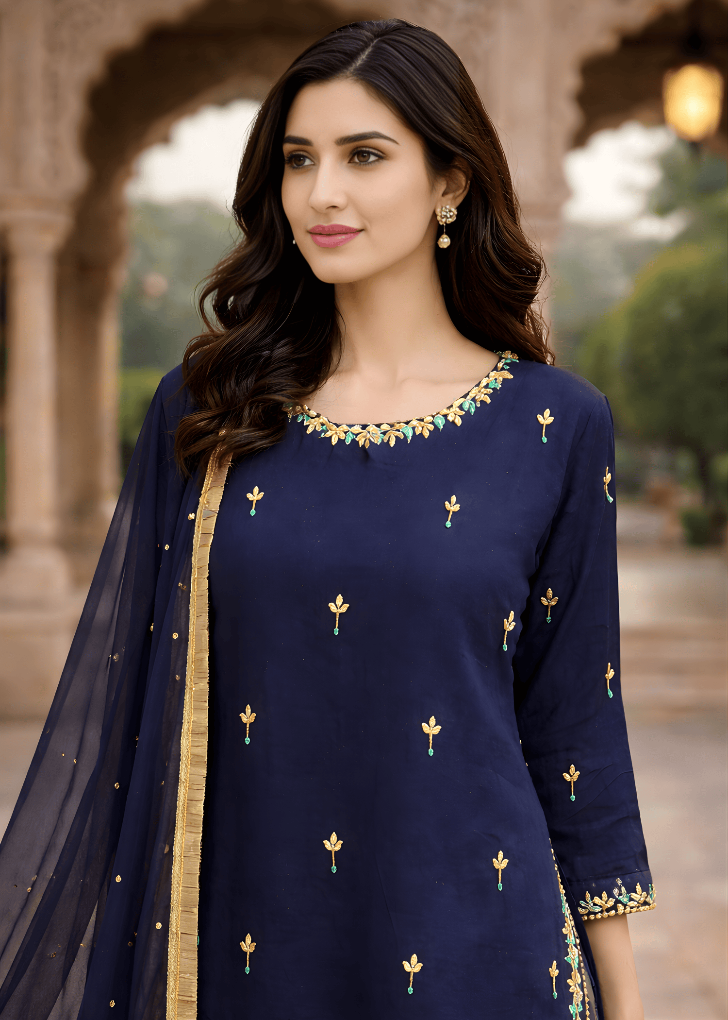 chiffon Sharara in Navy blue