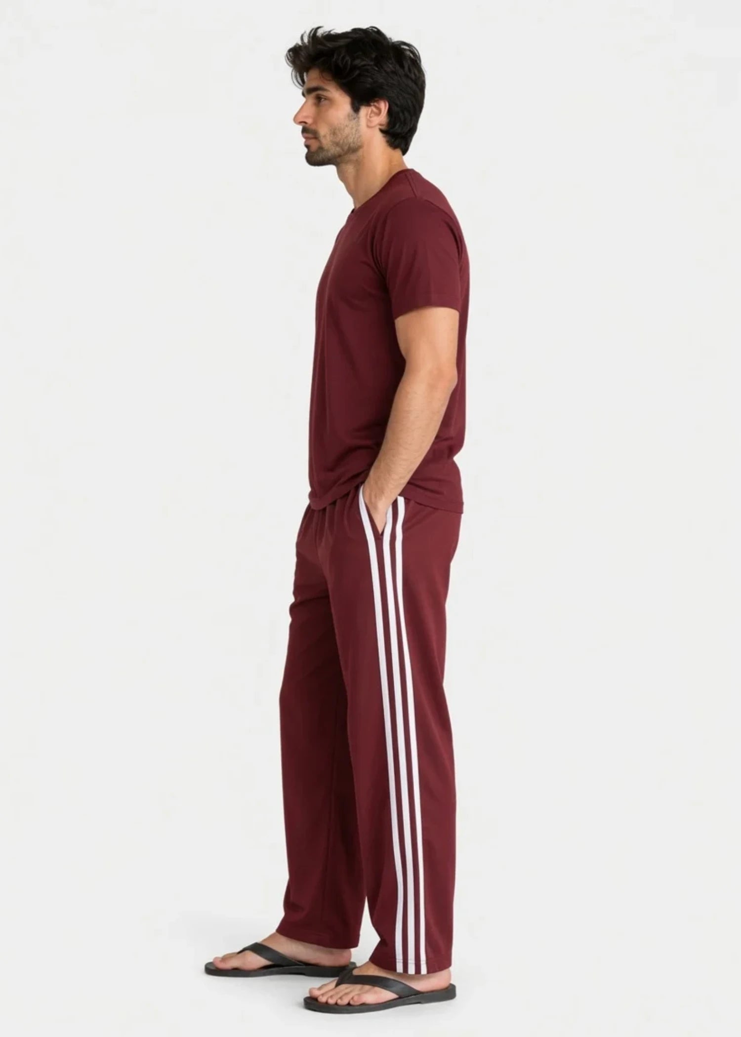 cotton jersey Tracksuit in Maroon