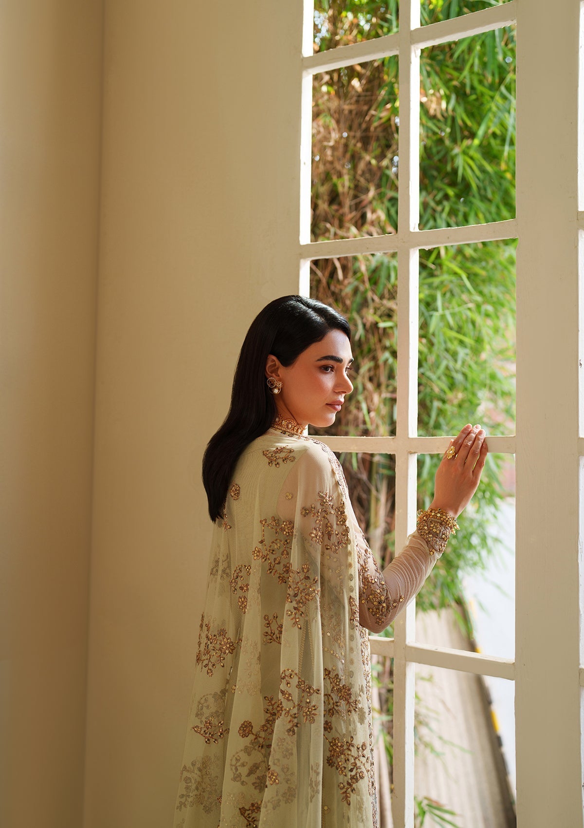 net Sharara in Cream