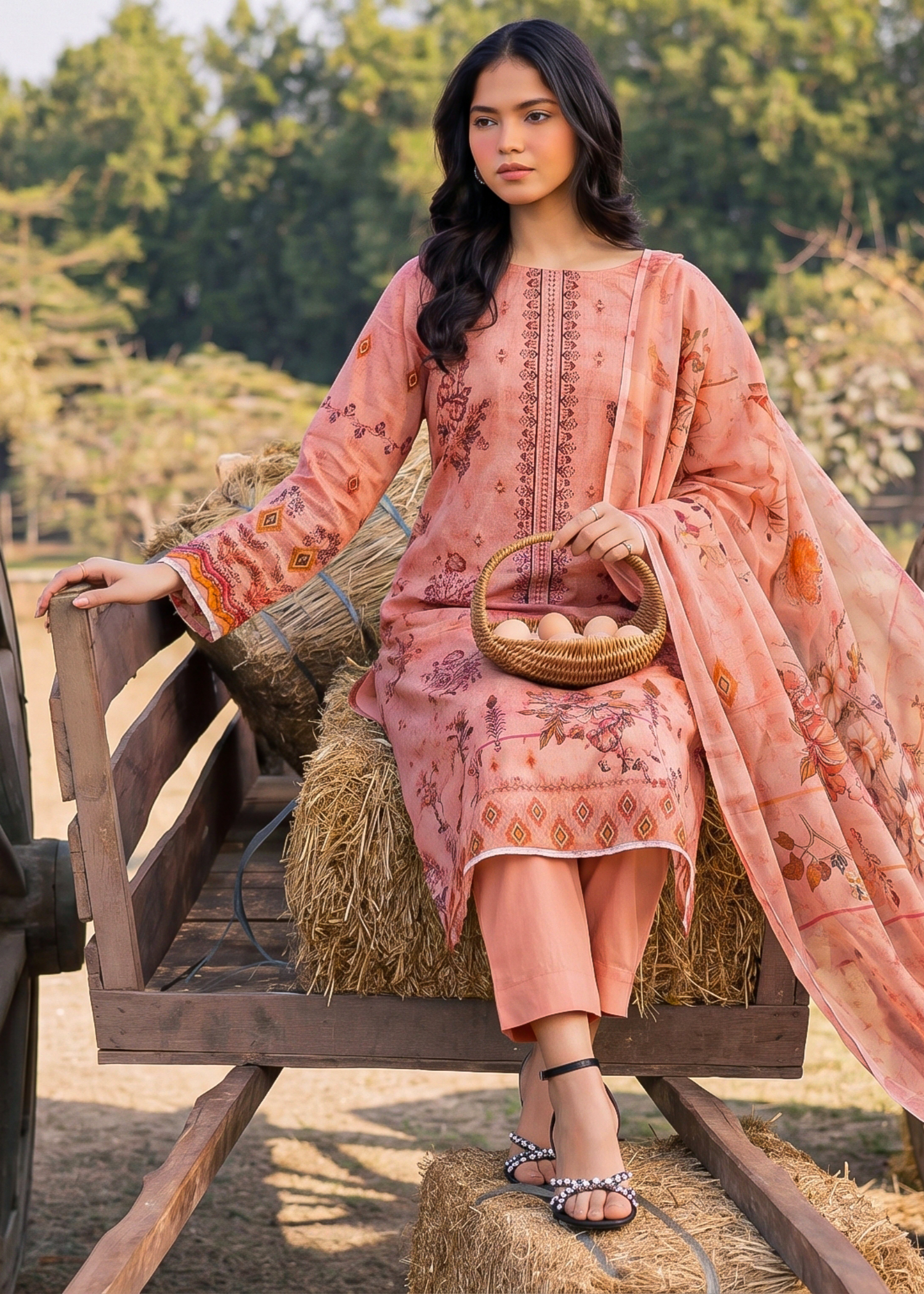 karandi Unstitched in Pink
