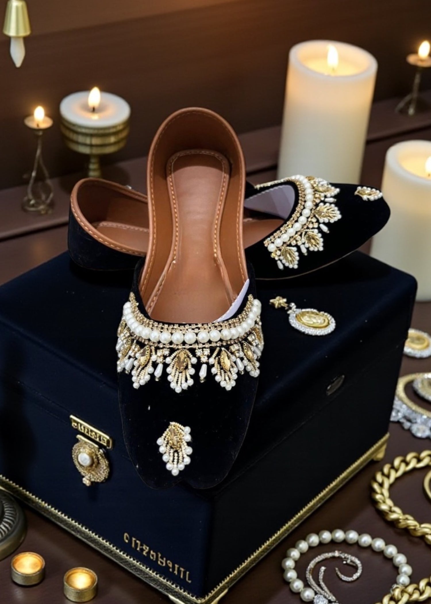 Khussa in Black by - High Quality Women Khussa DEQ1399