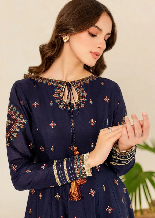 cotton Anarkali in Dark blue