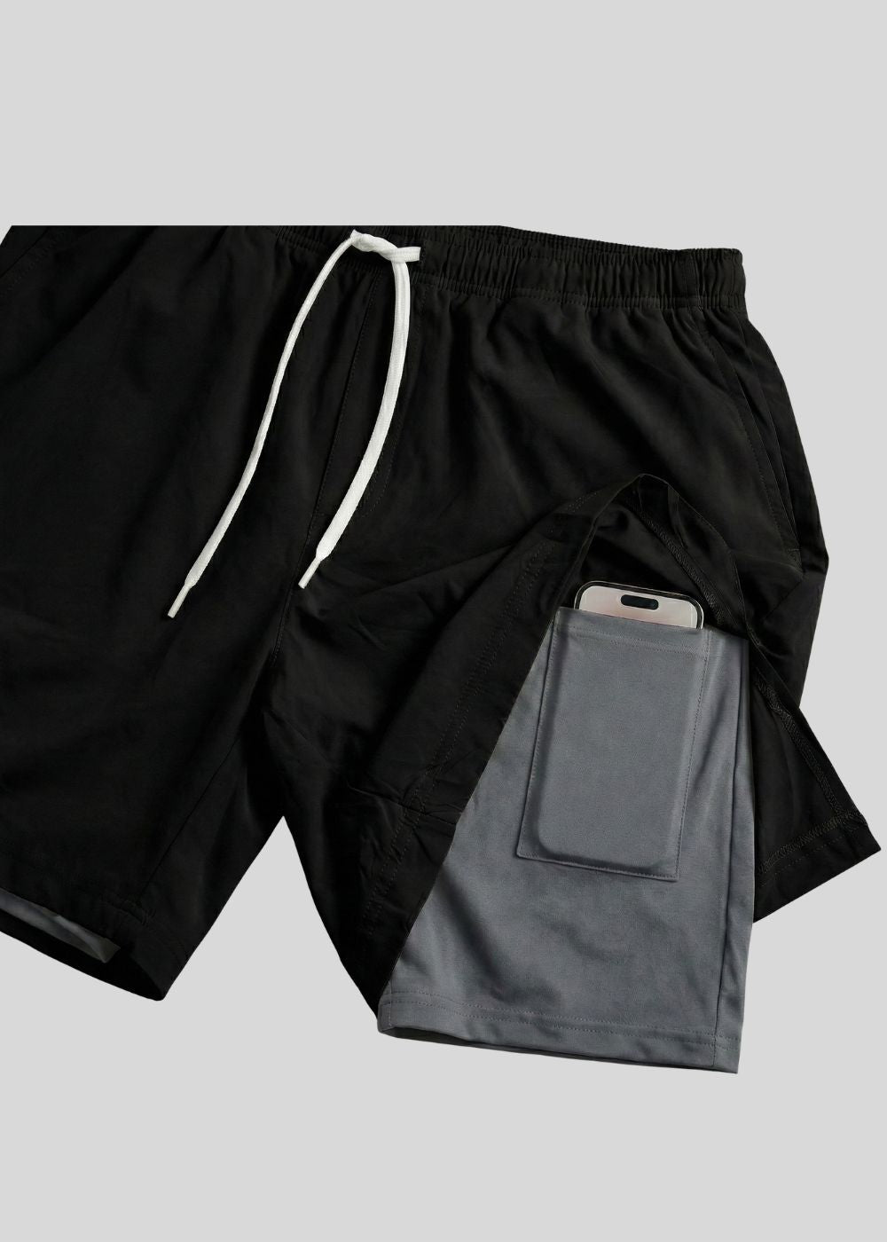 polyester Shorts in Black, grey
