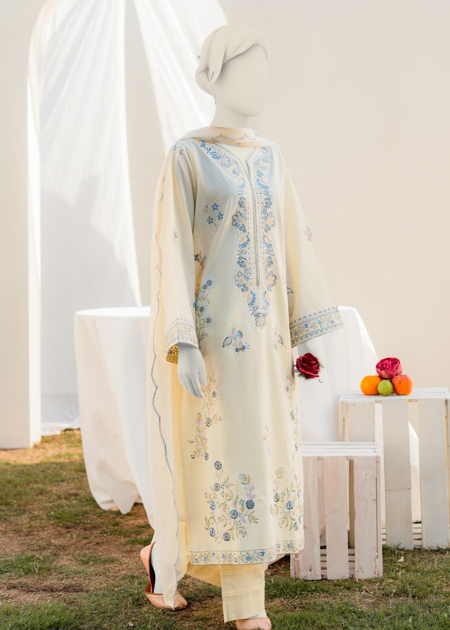 lawn Kurta Set in Butter