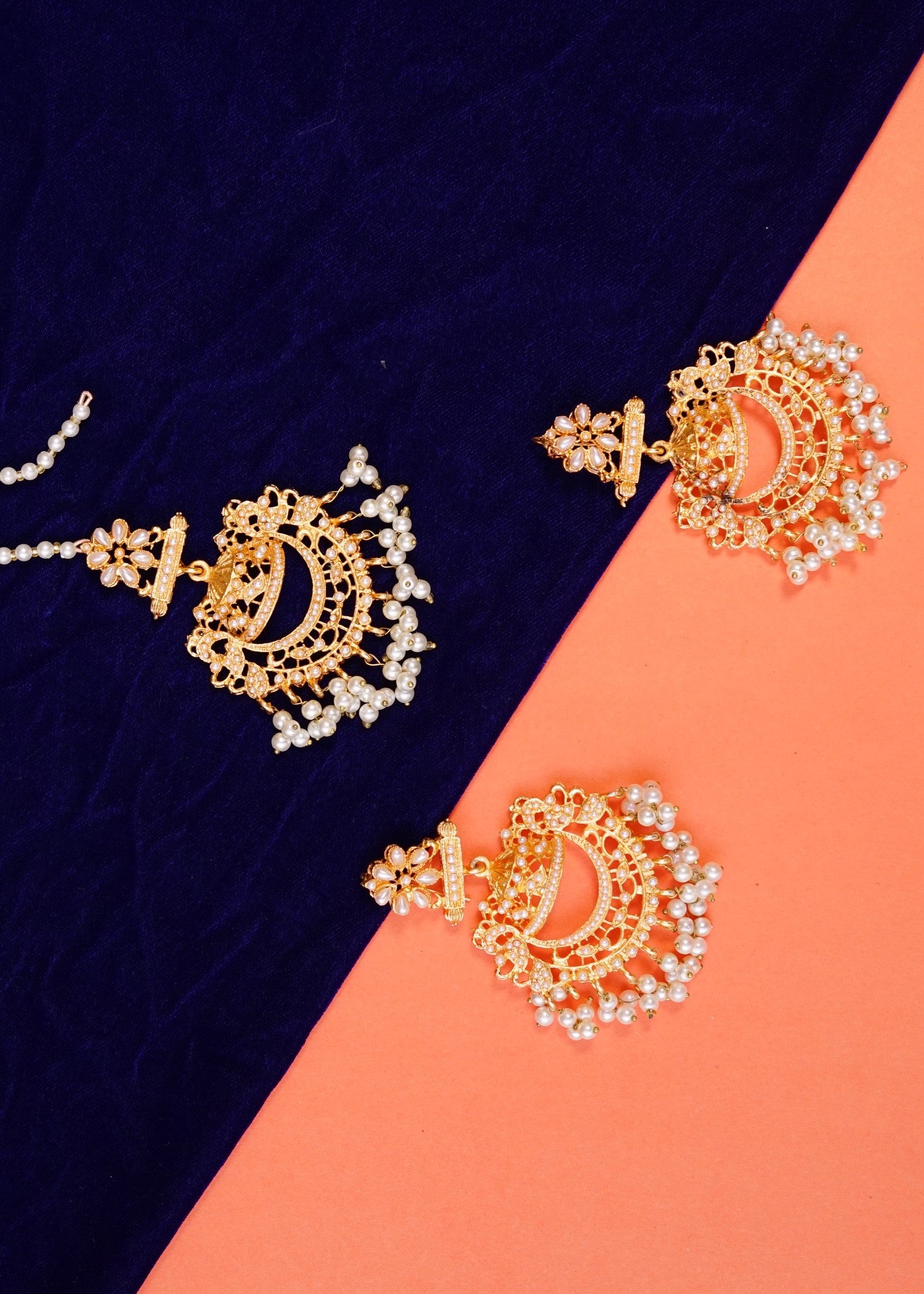 Jewelry Set in Pearl white, gold Color by - Trendy Women Jewelry Set MBI2138