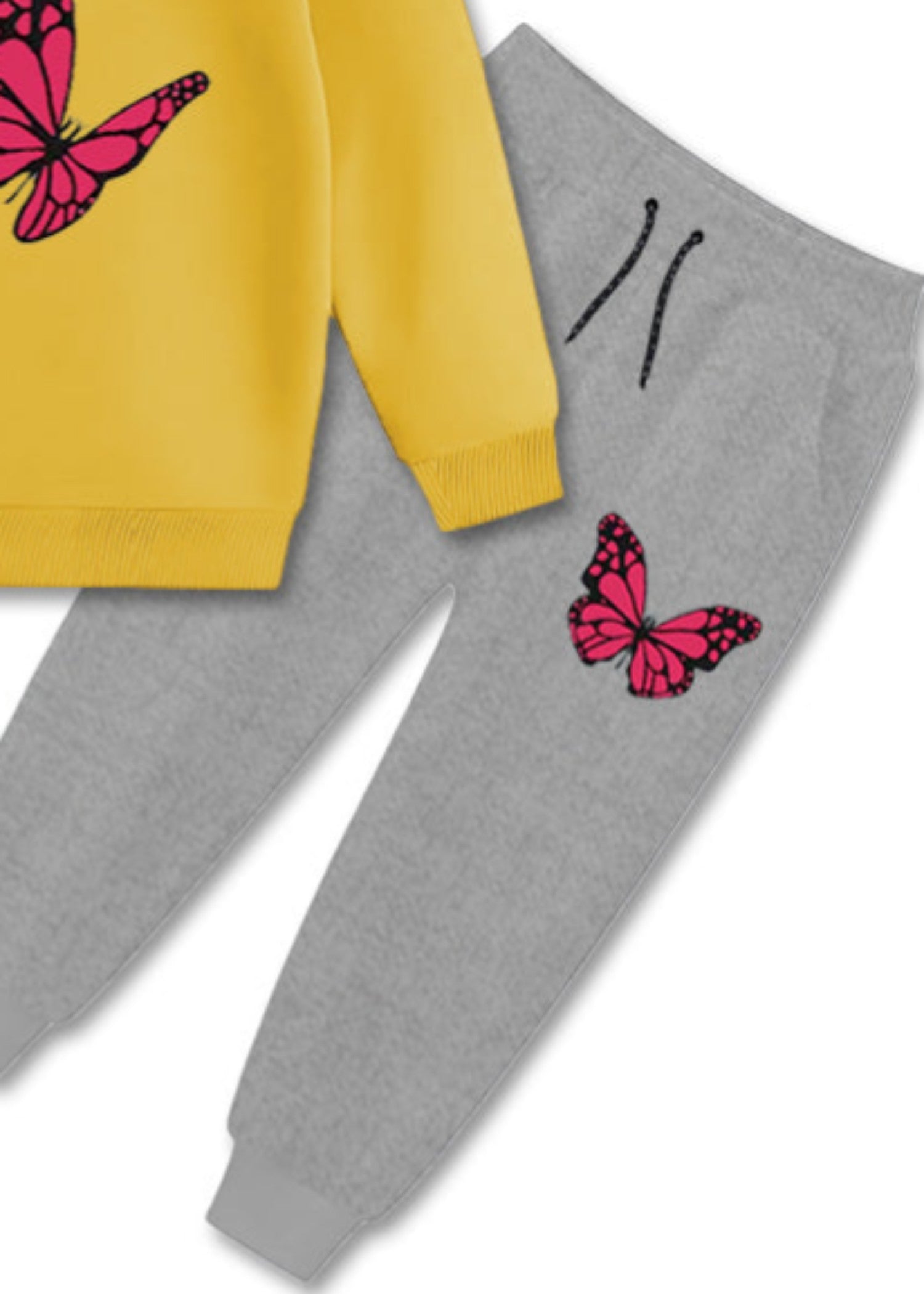 fleece Sweatshirt in Grey, yellow