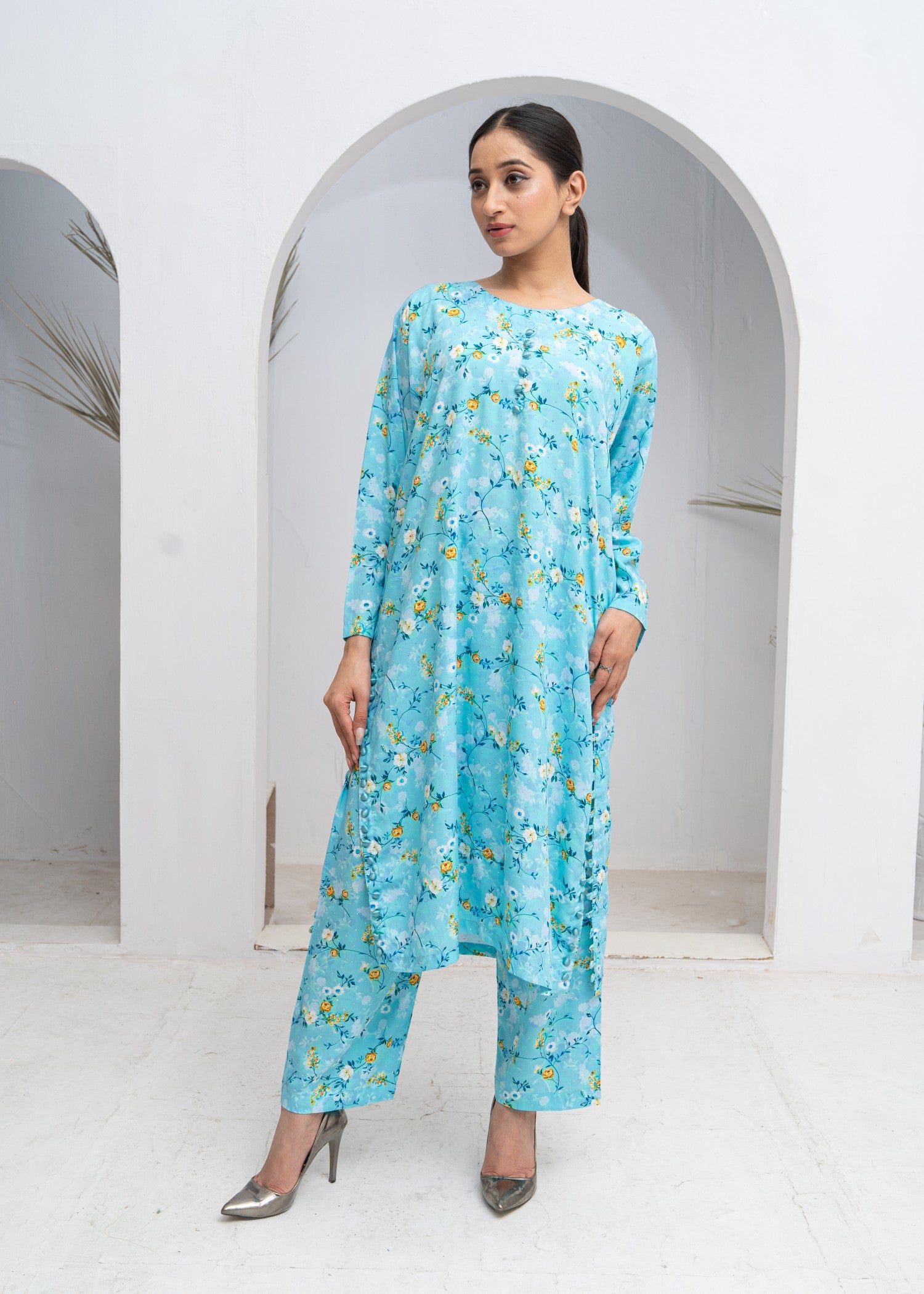 cotton Co Ord Sets in Arctic blue